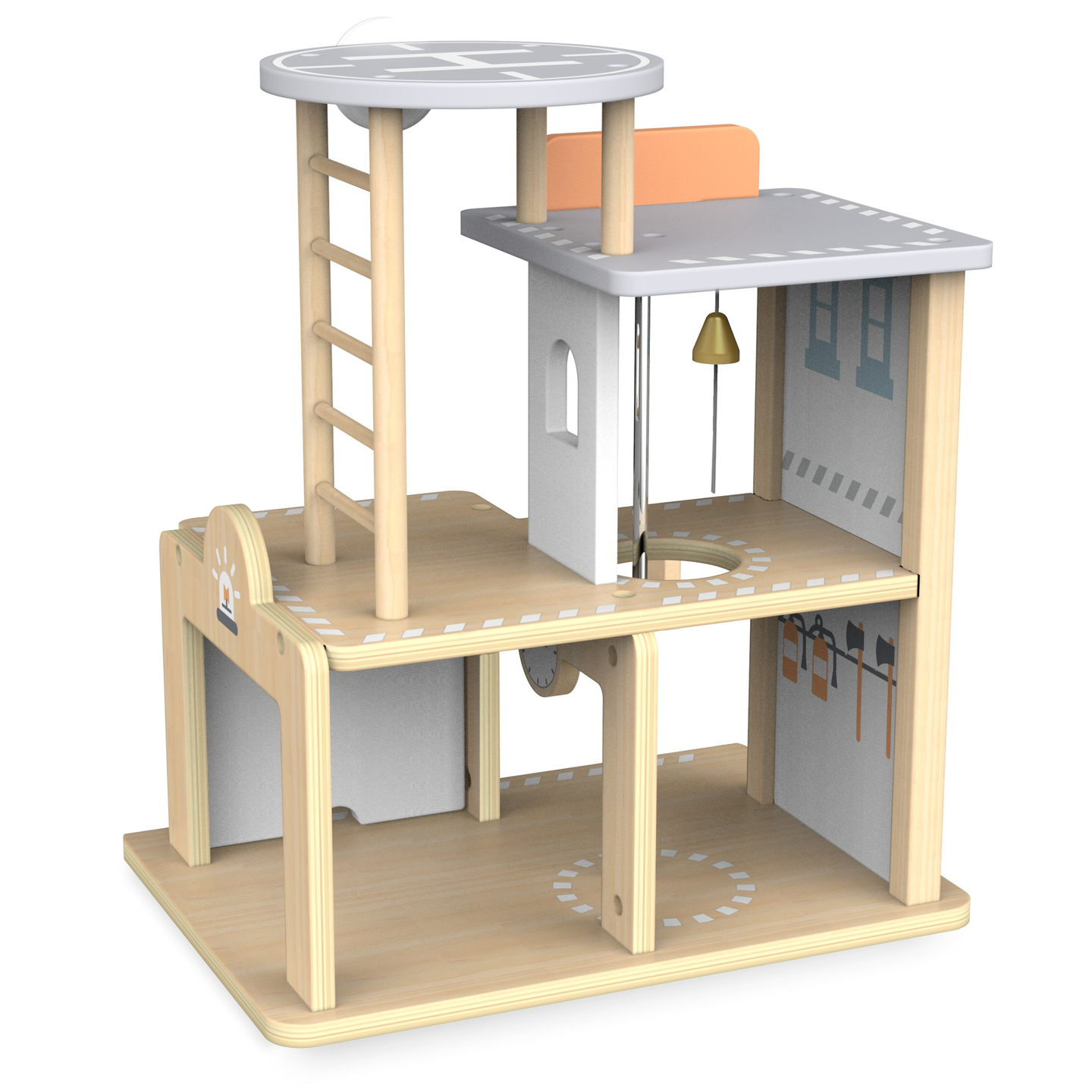 Ξύλινος πυροσβεστικός σταθμός με αξεσουάρ, πυροσβεστική υπηρεσία