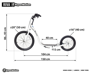 Σκούτερ πόλης HyperMotion RIVA με φουσκωτούς τροχούς 50 cm και 40 cm