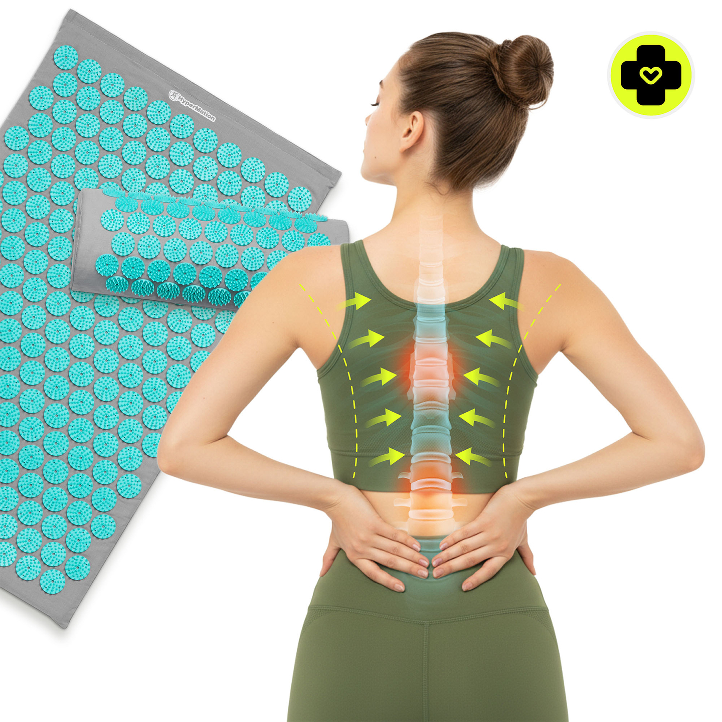 Στρώμα πιεσοθεραπείας με μαξιλάρι και κάλυμμα - 72 cm HyperMotion γκρι-μέντα