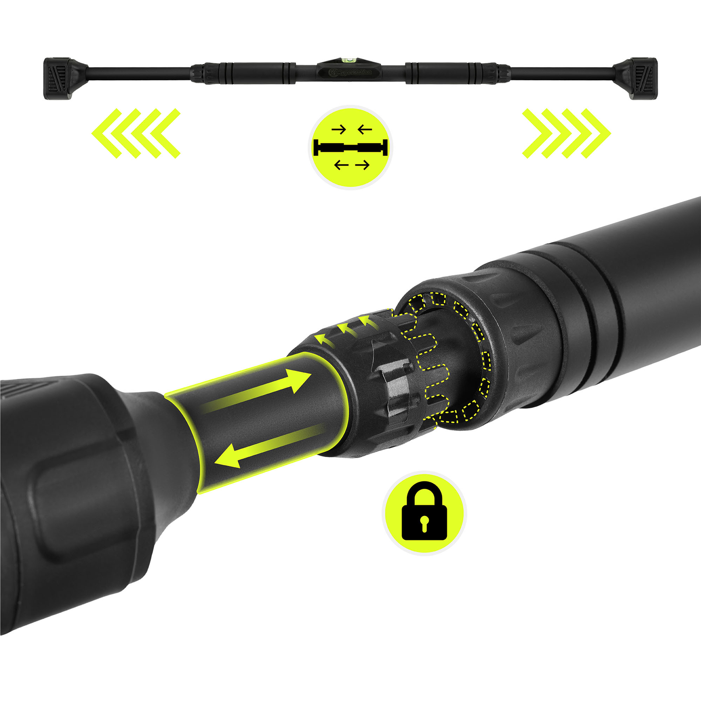 Ρυθμιζόμενη μπάρα HyperMotion 74-100 cm, 200 kg, μαύρη