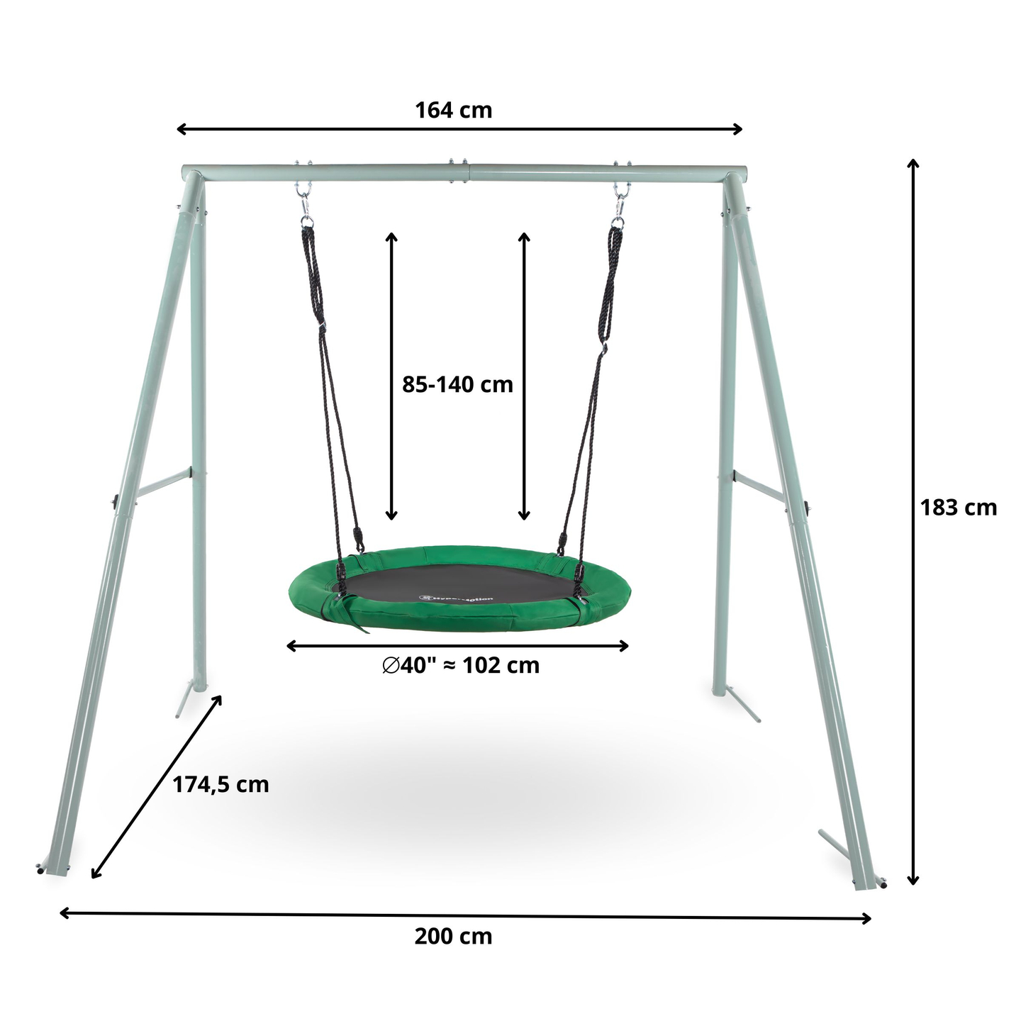 Κούνια κήπου τύπου φωλιάς πελαργού με πλαίσιο και σχοινιά