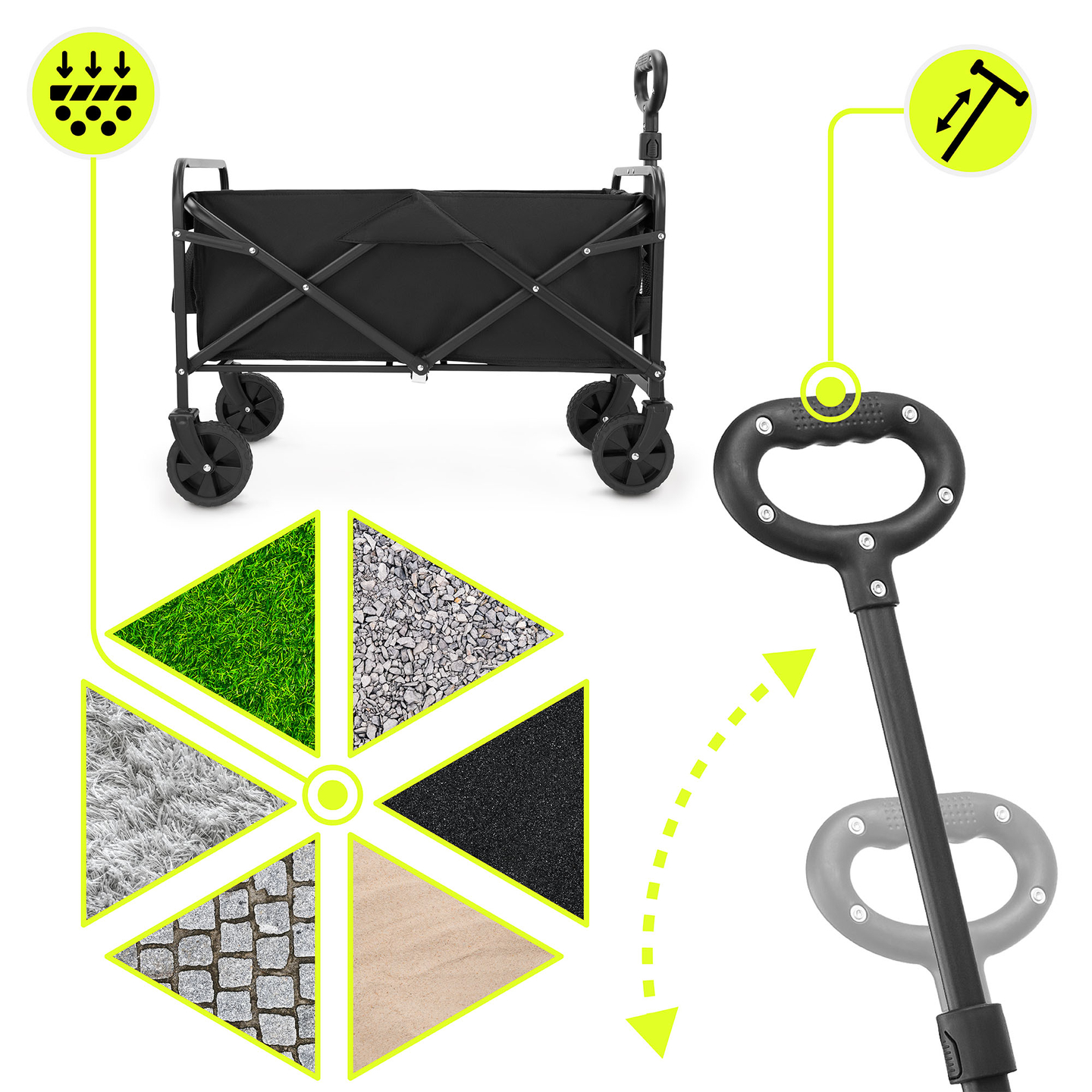 HyperMotion πτυσσόμενο αναπηρικό αμαξίδιο παραλίας - μαύρο, 80 kg
