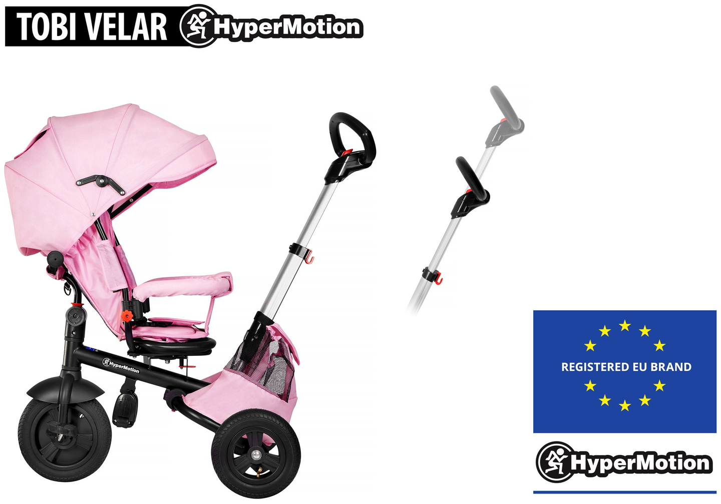 Tobi Velar τρίκυκλο + μεμβράνη βροχής - ροζ