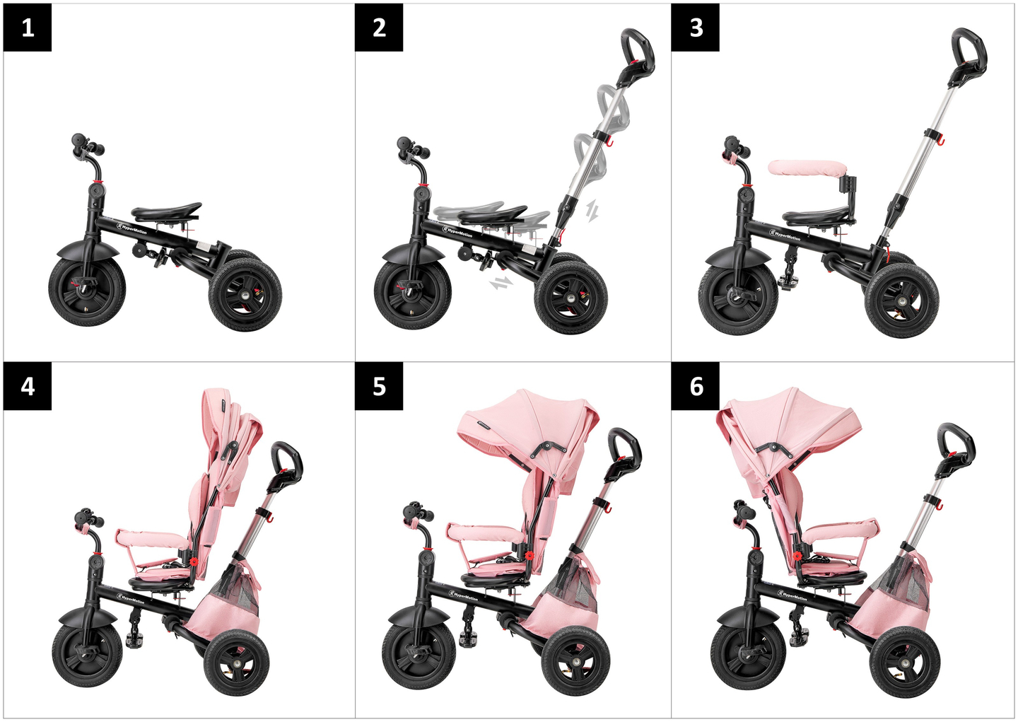 Tobi Velar τρίκυκλο + μεμβράνη βροχής - ροζ