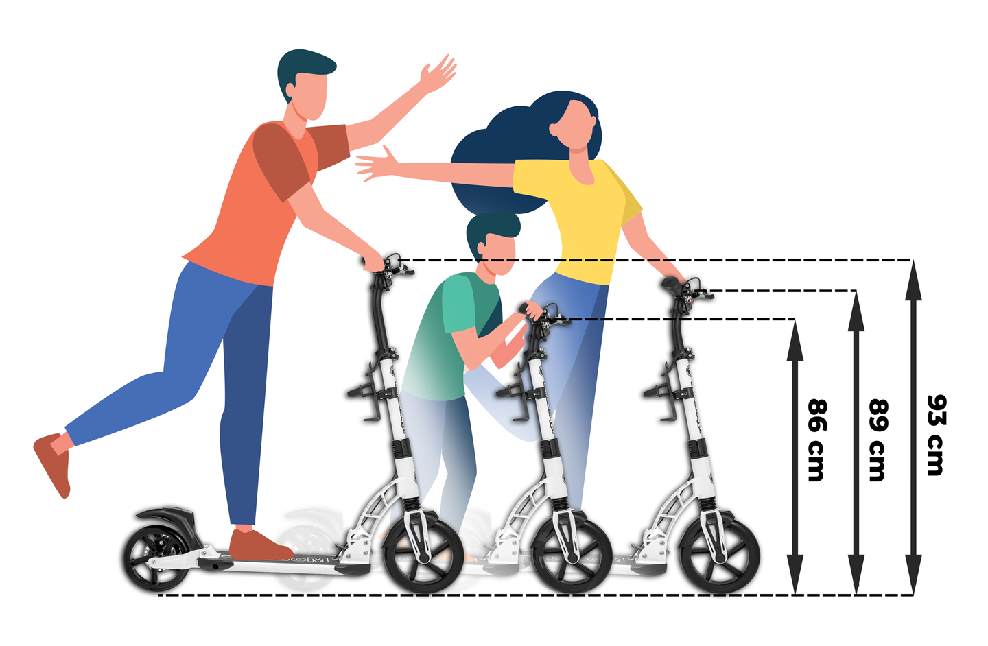 Σκούτερ πόλης HyperMotion RIVA με φουσκωτούς τροχούς 50 cm και 40 cm