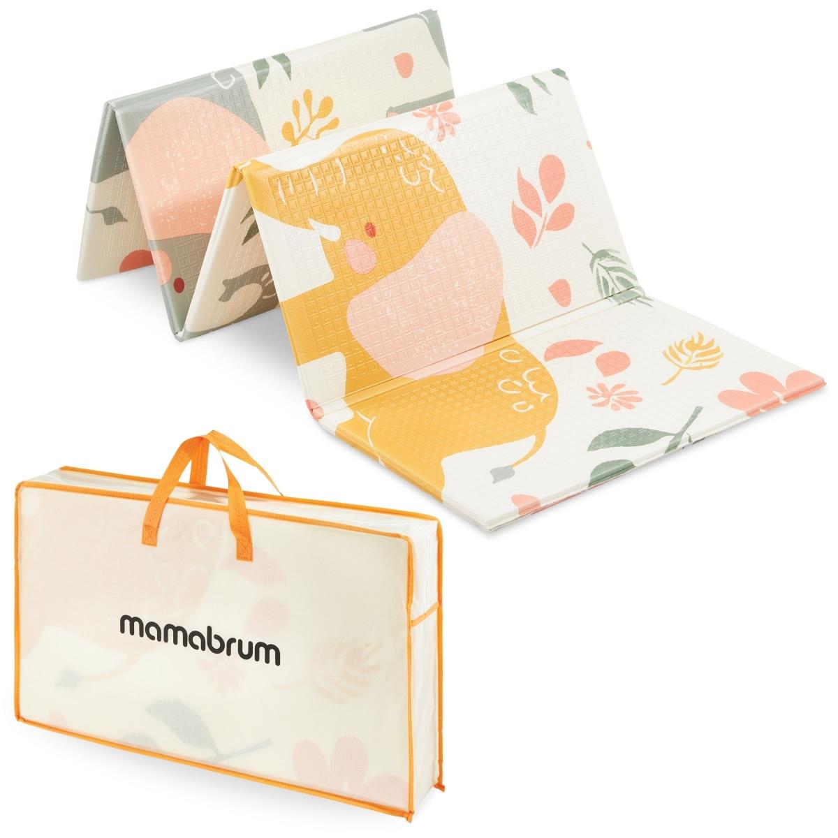 Αναδιπλούμενο στρώμα αφρού διπλής όψης 180 x 120 x 1cm - Exotic Elephants/Delicate Grey