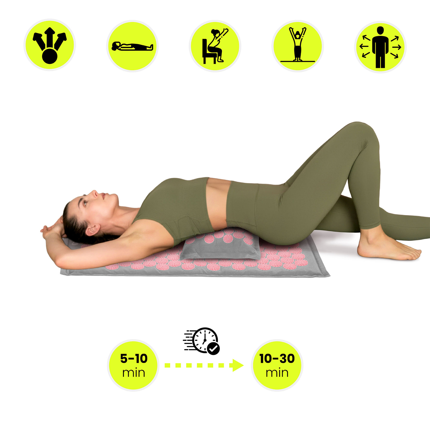 Στρώμα πιεσοθεραπείας από λινό ECO με ίνες καρύδας και μαξιλάρι από φαγόπυρο – HyperMotion 68 cm σε γκρι και ροζ χρώμα