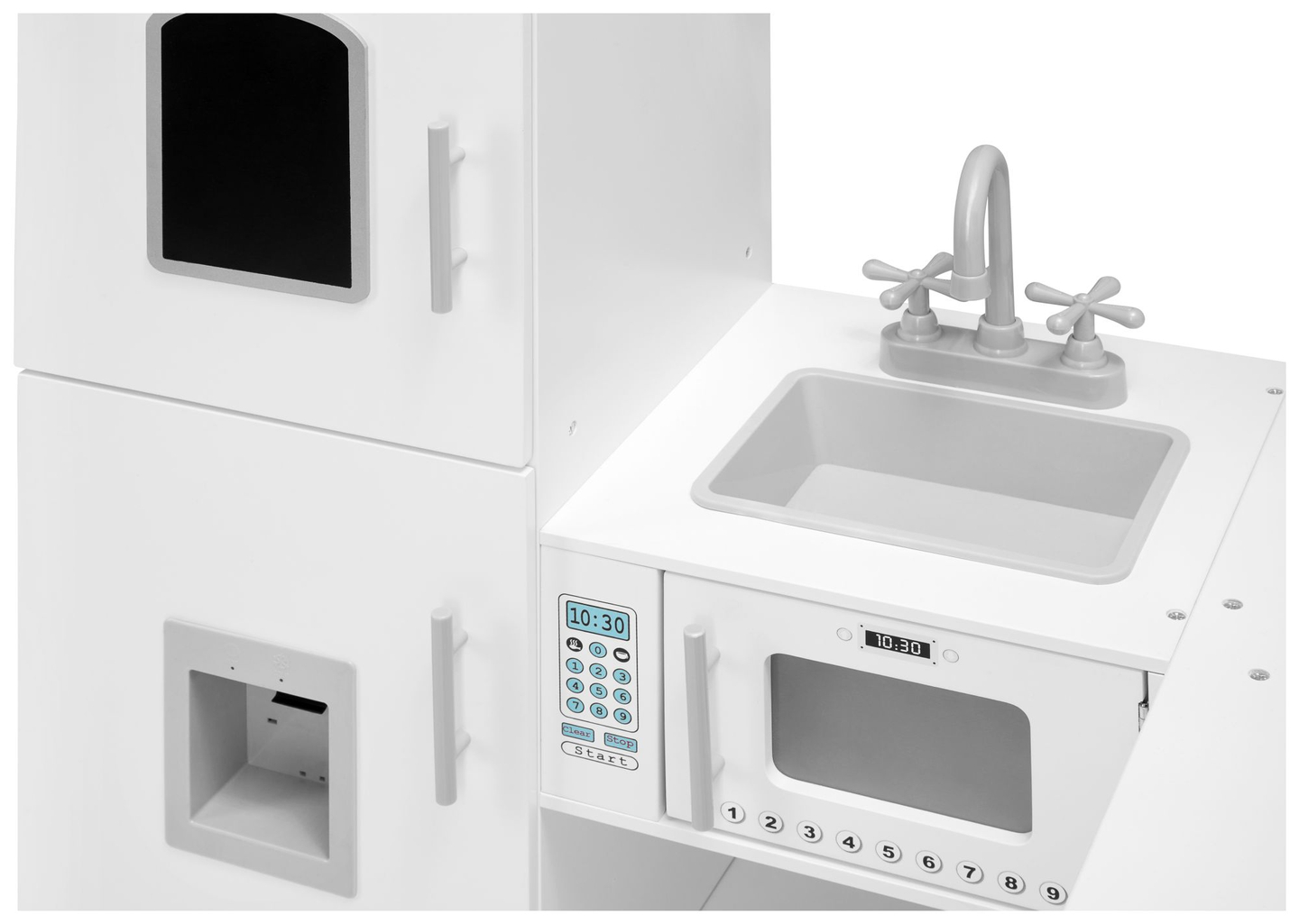 Γωνιακή ξύλινη κουζίνα XXXL με ψυγείο, φούρνο, πλυντήριο ρούχων, ποδιά και αξεσουάρ