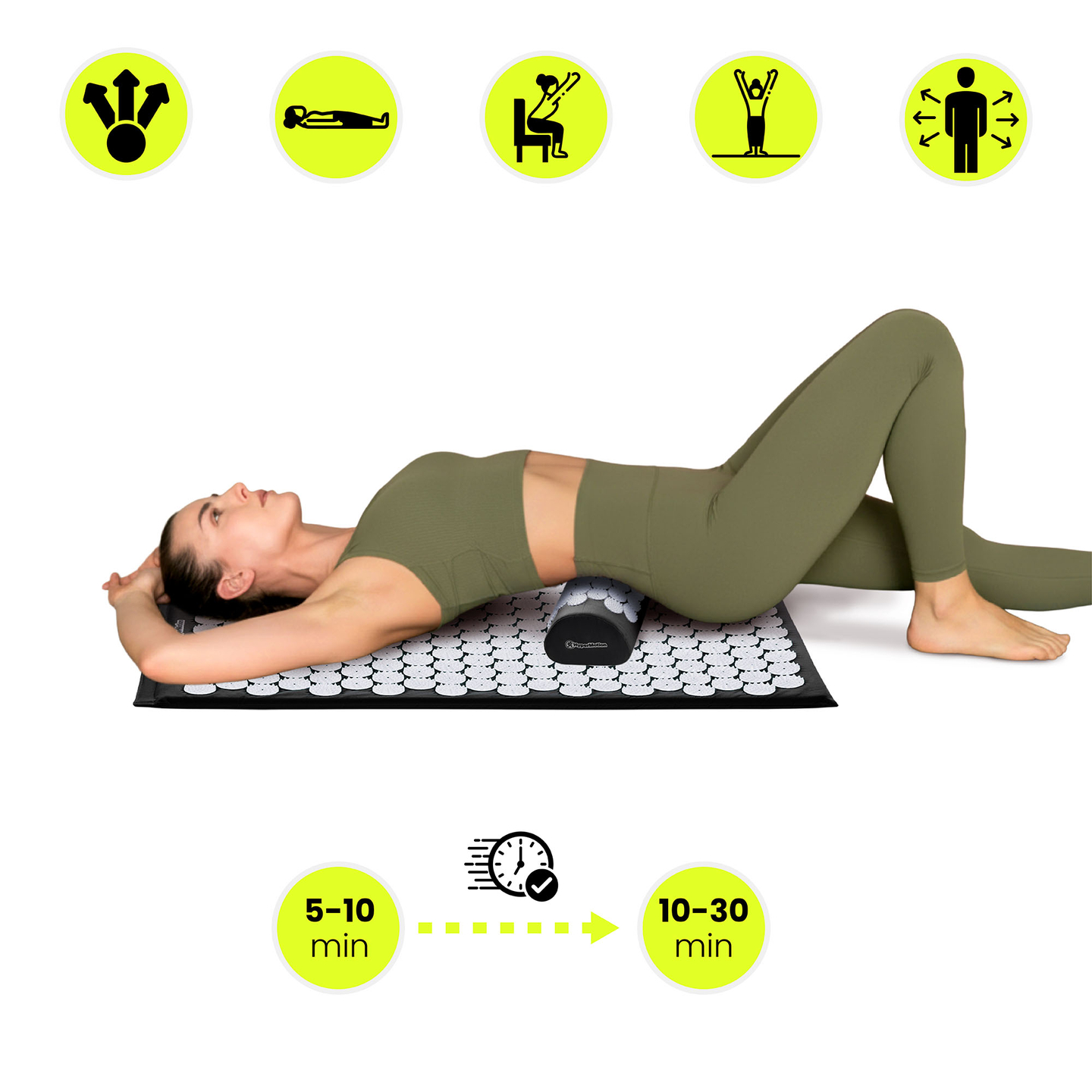 Στρώμα πιεσοθεραπείας με μαξιλάρι και κάλυμμα - 72 cm HyperMotion ασπρόμαυρο