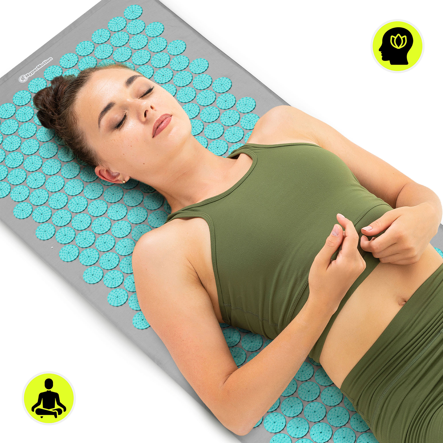 Μεγάλο στρώμα πιεσοθεραπείας με μαξιλάρι και κάλυμμα - 130 cm HyperMotion γκρι-μέντα