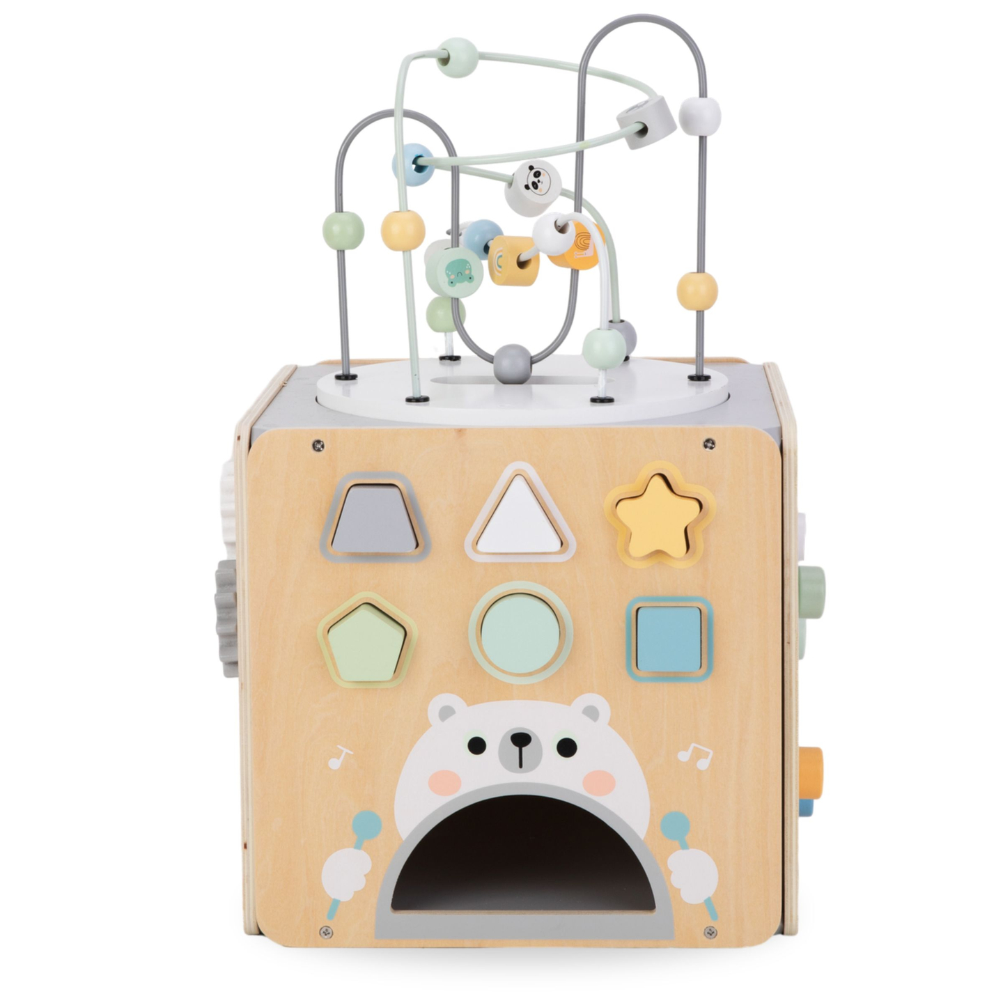 Μεγάλος ξύλινος κύβος δραστηριότητας με βρόχο - Montessori