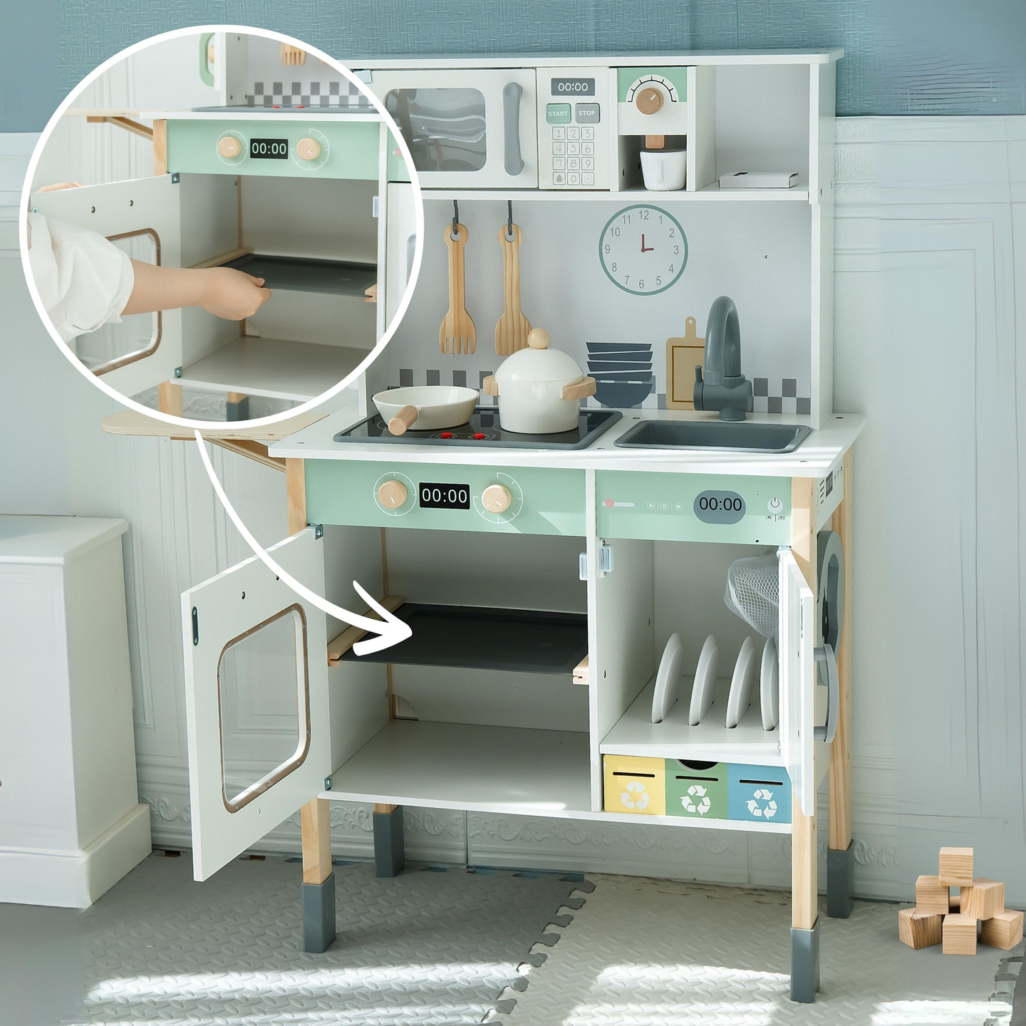 Διαδραστική κουζίνα με πλυντήριο ρούχων, πλυντήριο πιάτων και μαυροπίνακα