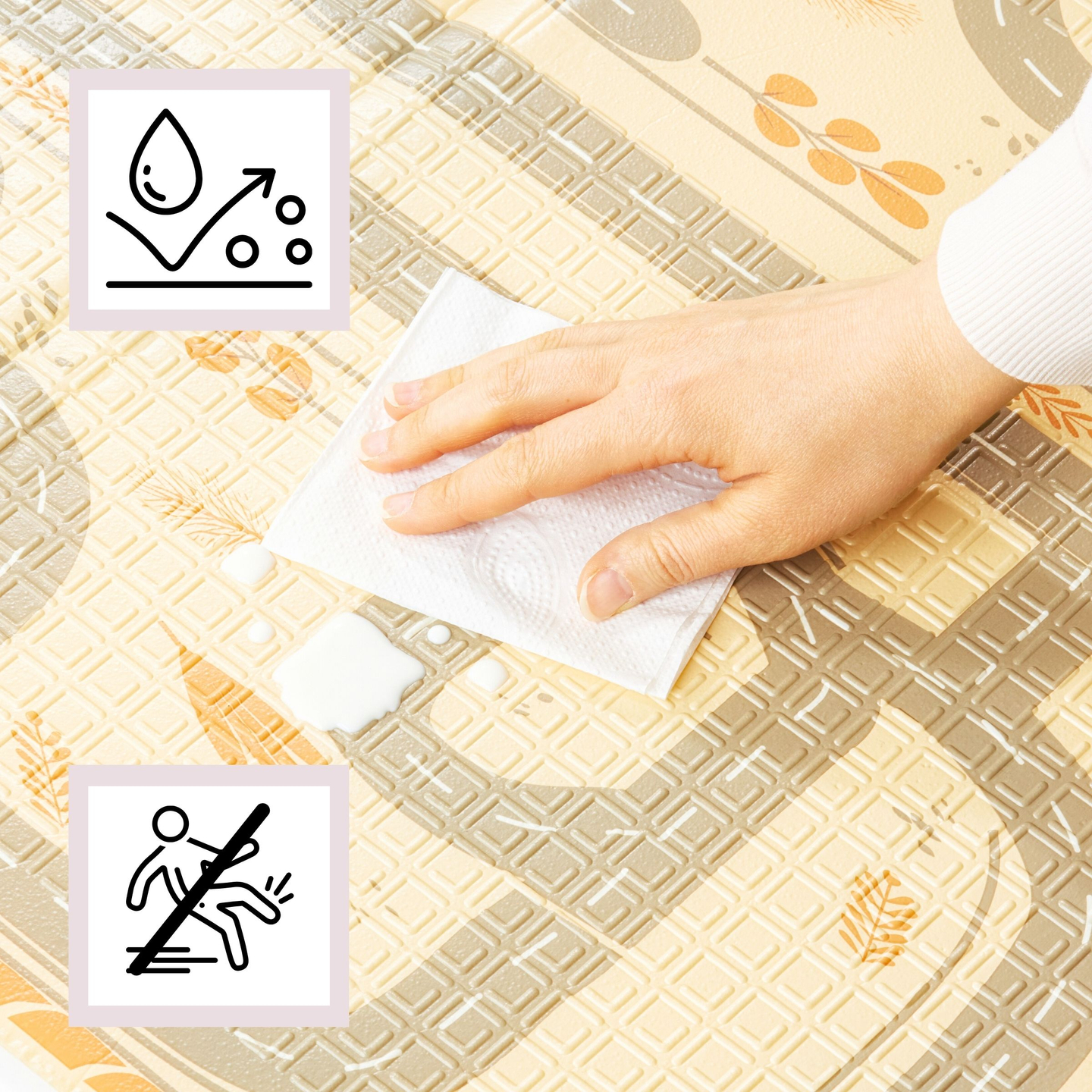 Διπλής όψης αναδιπλούμενο αφρώδες χαλάκι 180 x 120 x 1 cm - Magic Forest/Futumn Streets - boho