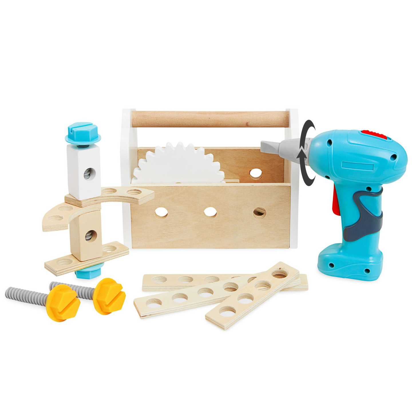 XXL Μεγάλο ξύλινο εργαστήριο με εργαλεία - σετ DIY, 74 στοιχεία