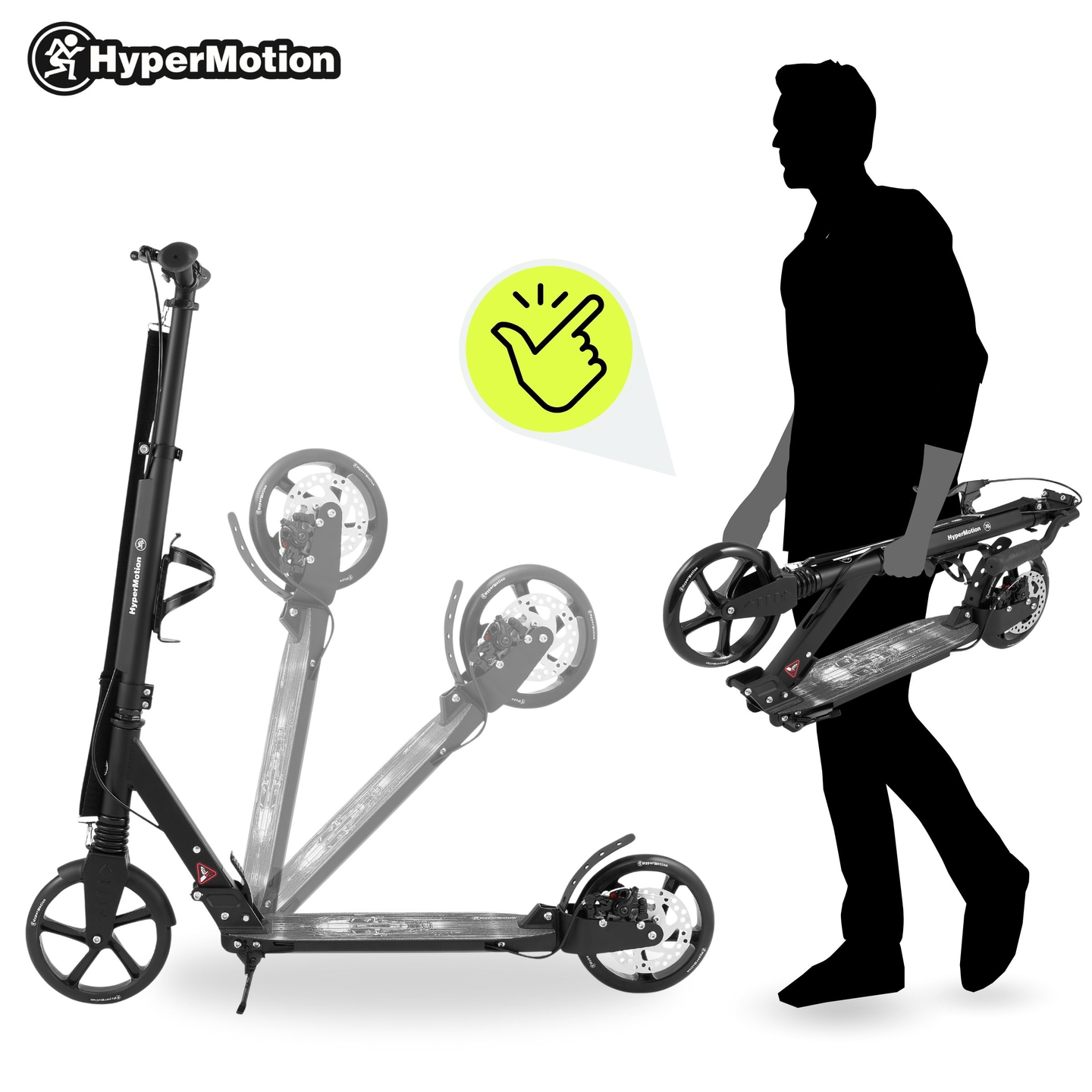 Δίκυκλο σκούτερ για νέους ενήλικες - με αμορτισέρ - HyperMotion Skyline - μαύρο, αλουμίνιο - 100kg