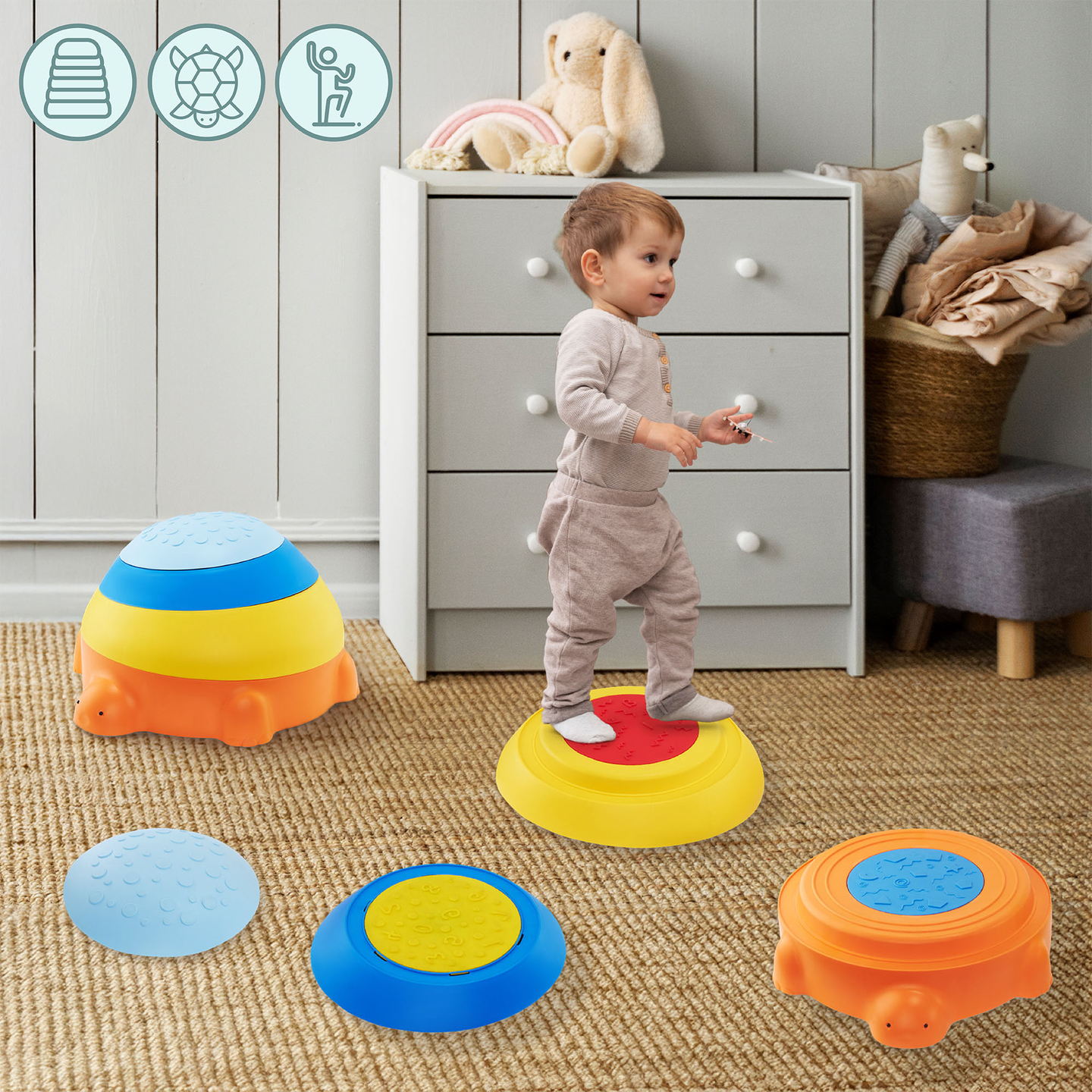 Αισθητηριακό μονοπάτι για παιδιά - Πολύχρωμη χελώνα