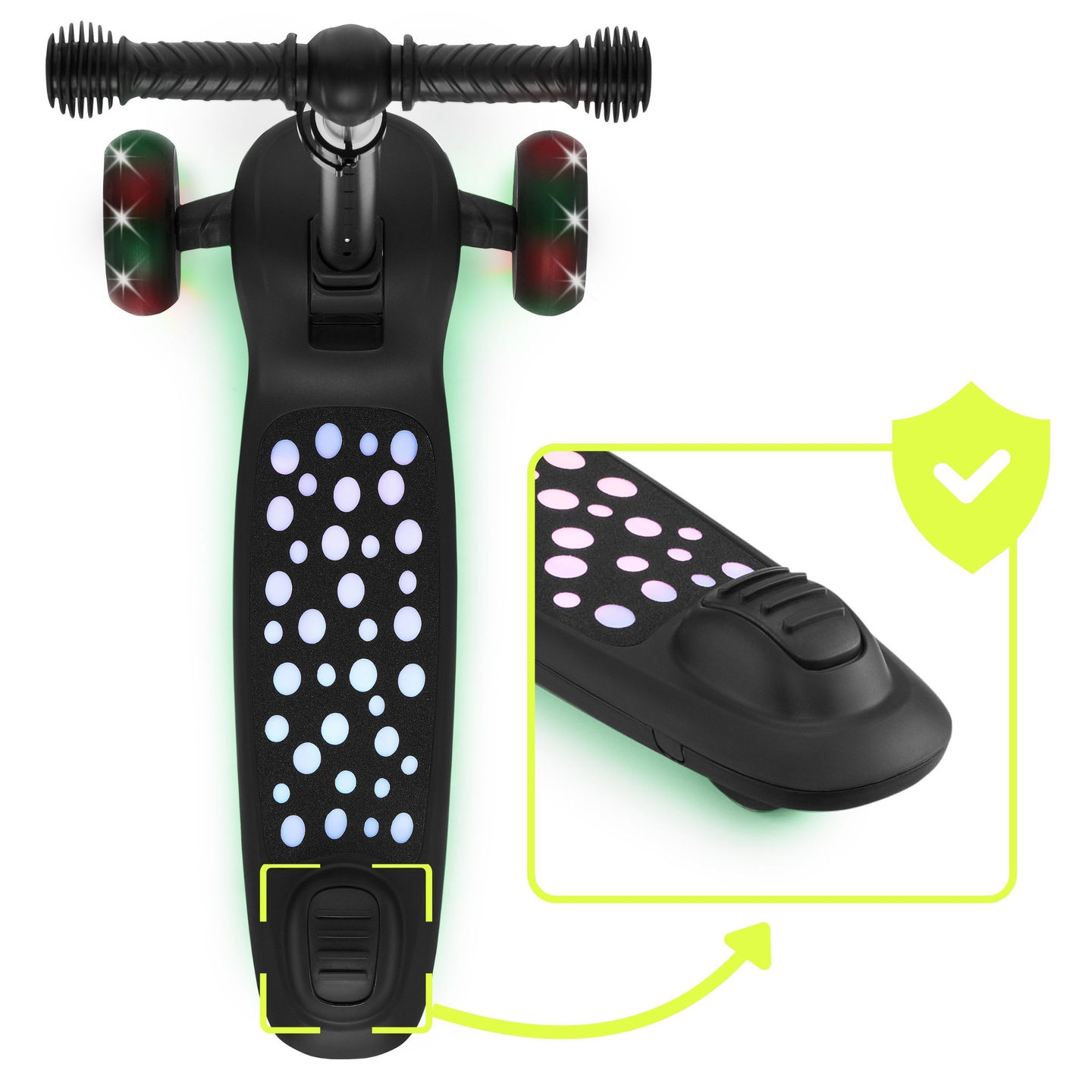 HyperMotion LUMI 3-σε-1 πατίνι ισορροπίας - φωτιζόμενη πλατφόρμα και ρόδες LED, μαύρο χρώμα