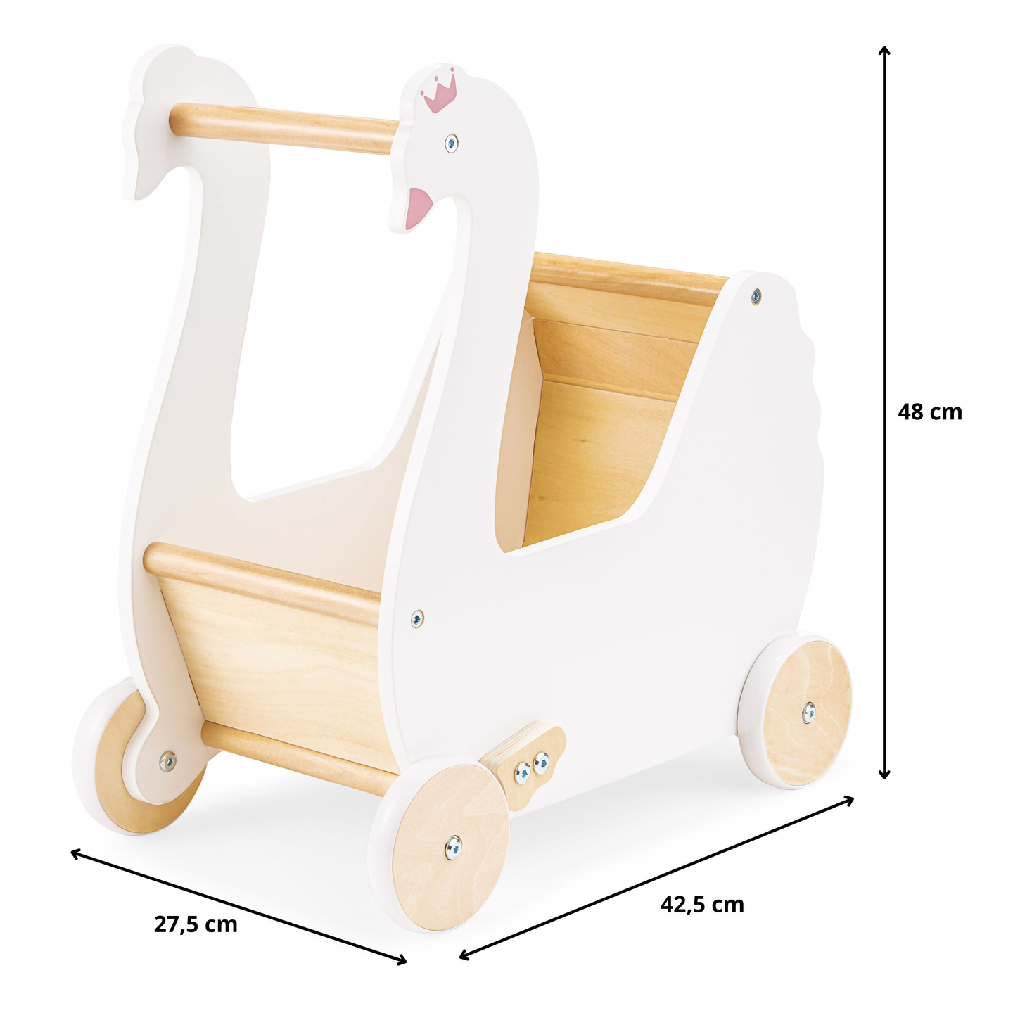Ξύλινο καροτσάκι για κούκλες - Swan