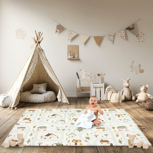 Αναδιπλούμενο στρώμα αφρού διπλής όψης 180 x 120 x 1cm - Charming Town/Sand Beige