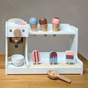 Ξύλινο παγωτατζίδικο με καφετιέρα - καφετέρια με αξεσουάρ