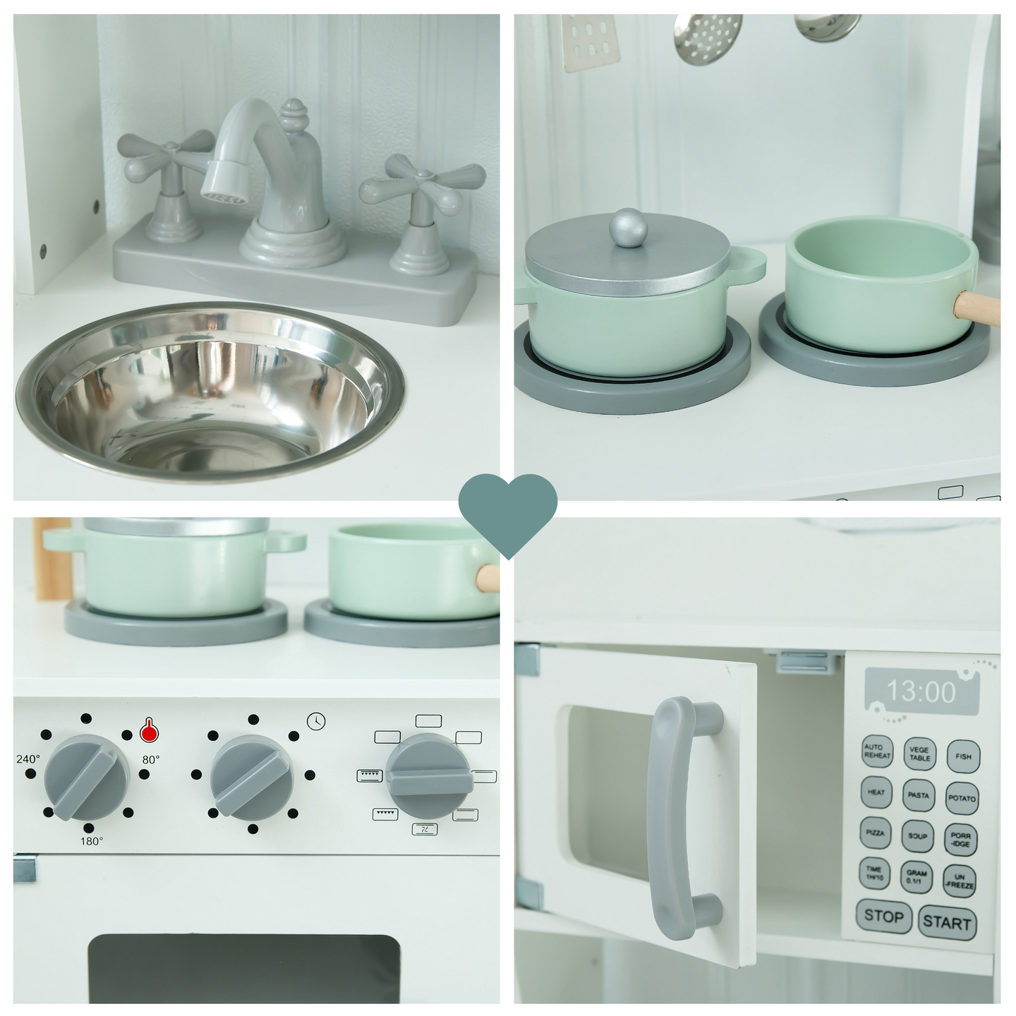 Ξύλινη παιδική κουζίνα με φούρνο μικροκυμάτων