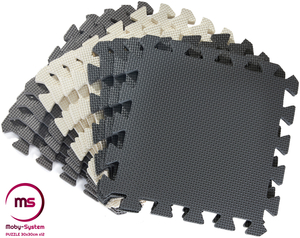 Αφρώδες παζλ 12 τεμαχίων. - εκπαιδευτικό στρώμα αφρού 120 x 90 x 1.2cm με μπορντούρα - γκρι