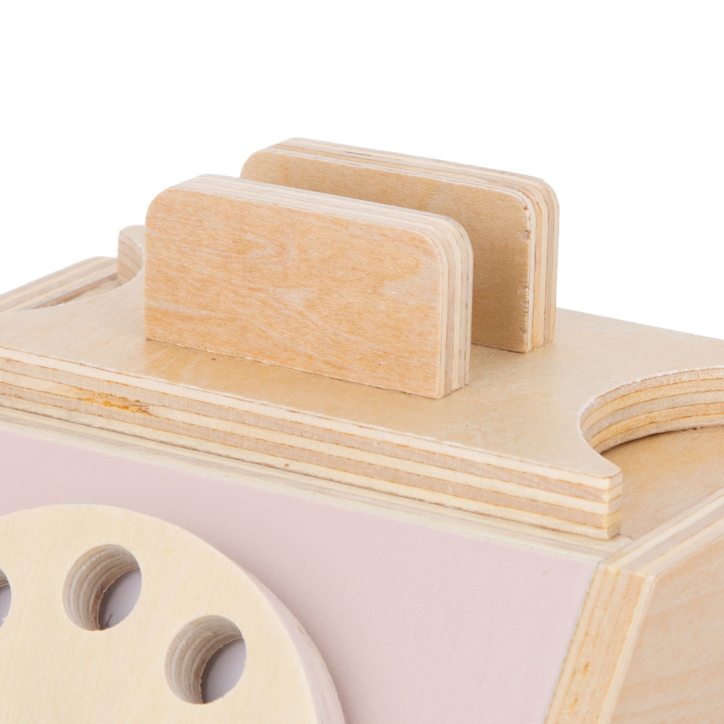 Ρετρό ξύλινο τηλέφωνο - παστέλ ροζ