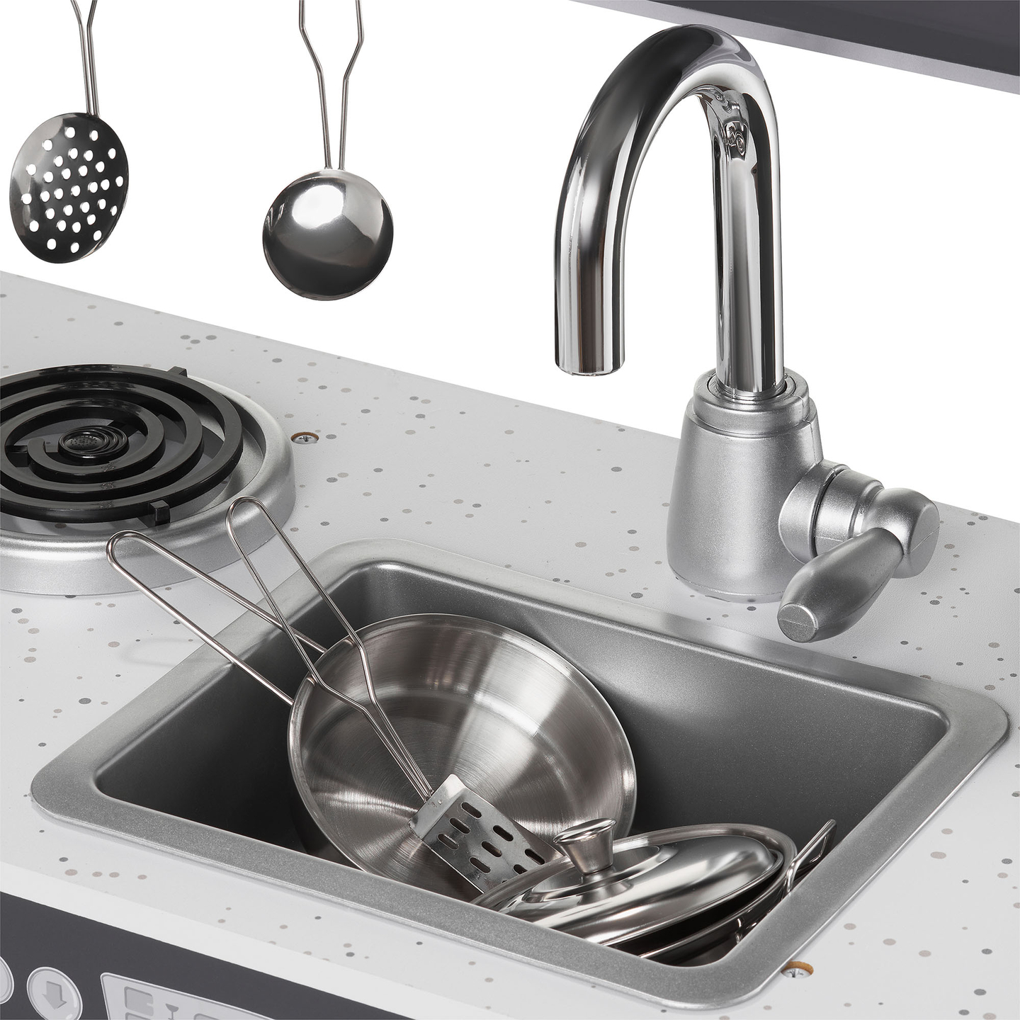 Ξύλινη κουζίνα XXL με φωτισμό LED, ποδιά και αξεσουάρ