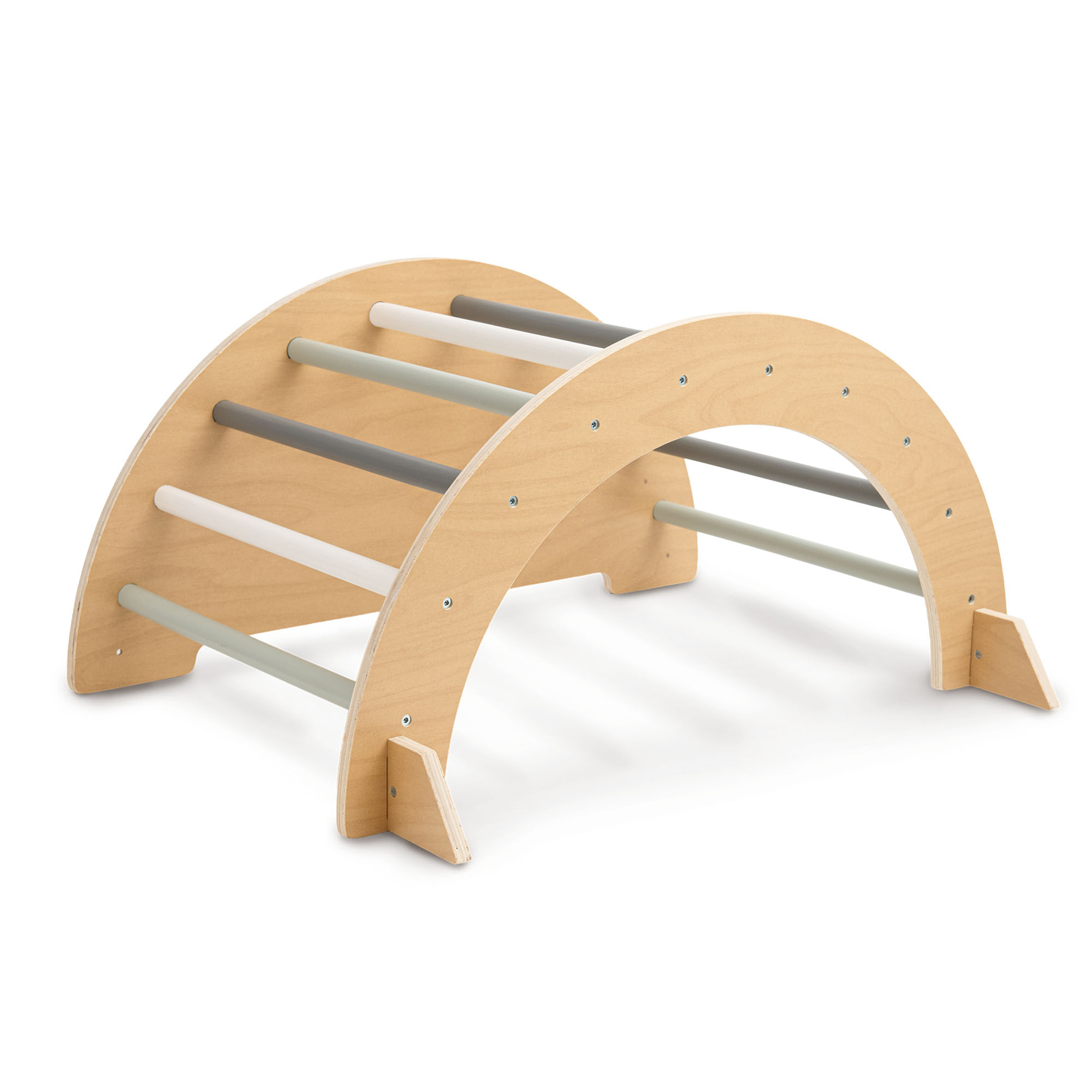 Ξύλινη εσωτερική παιδική χαρά για παιδιά - τοίχος αναρρίχησης, τσουλήθρα, αψίδα/ρηχή πλατφόρμα αναρρίχησης και τρίγωνο Pikler