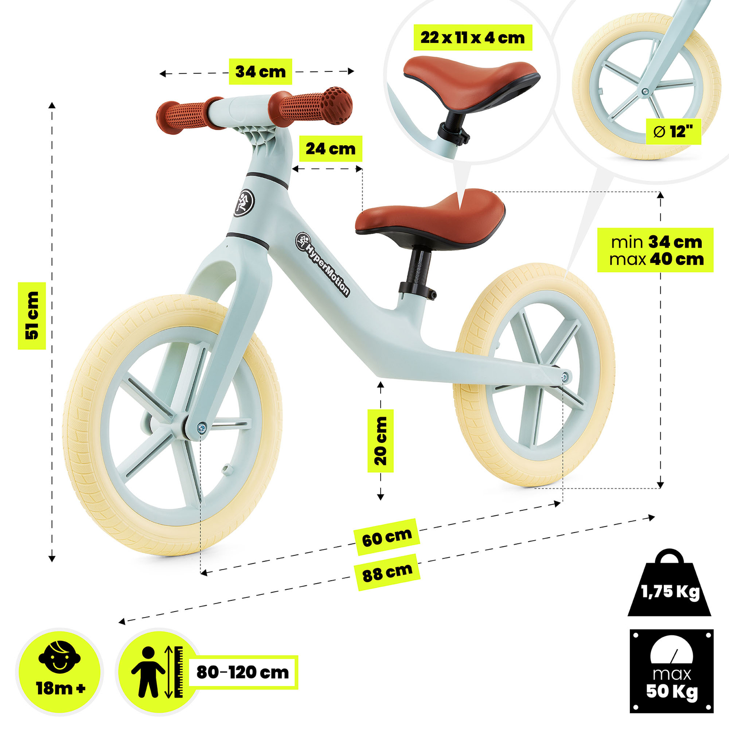 HyperMotion Marcelo παιδικό ποδήλατο ανωμάλου δρόμου - μέντα