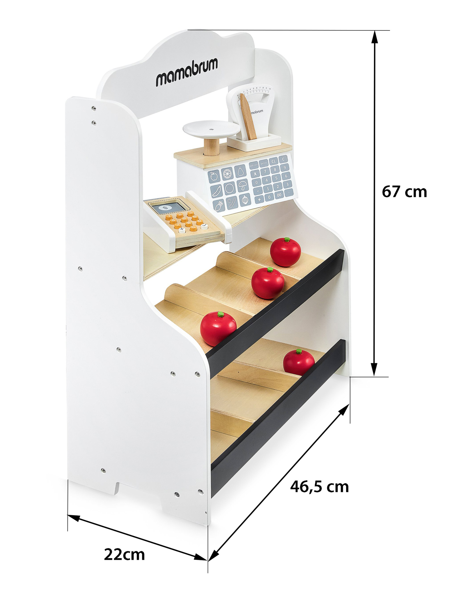 Μίνι μάρκετ - κατάστημα με ζυγαριά, τερματικό, κάρτα πληρωμής και φρούτα