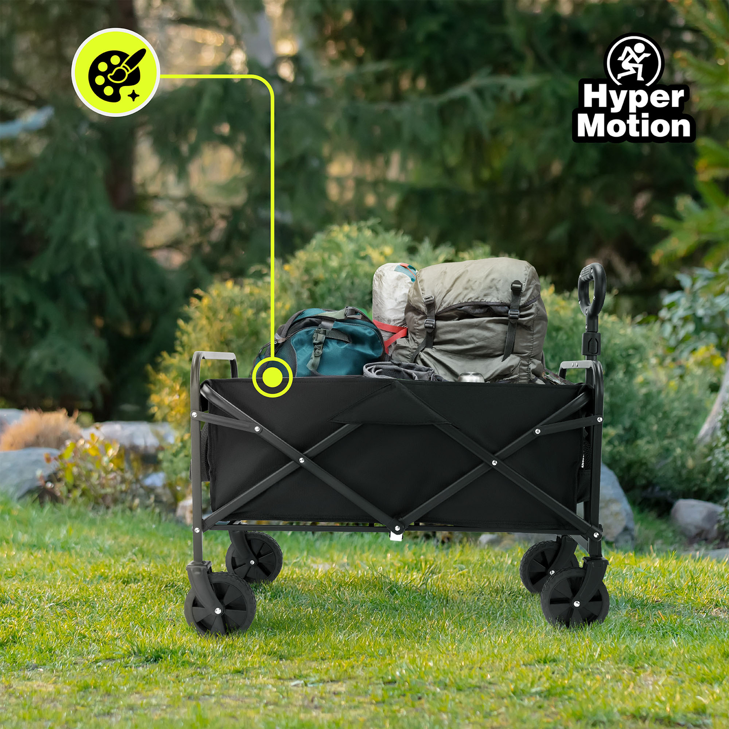 HyperMotion πτυσσόμενο αναπηρικό αμαξίδιο παραλίας - μαύρο, 80 kg