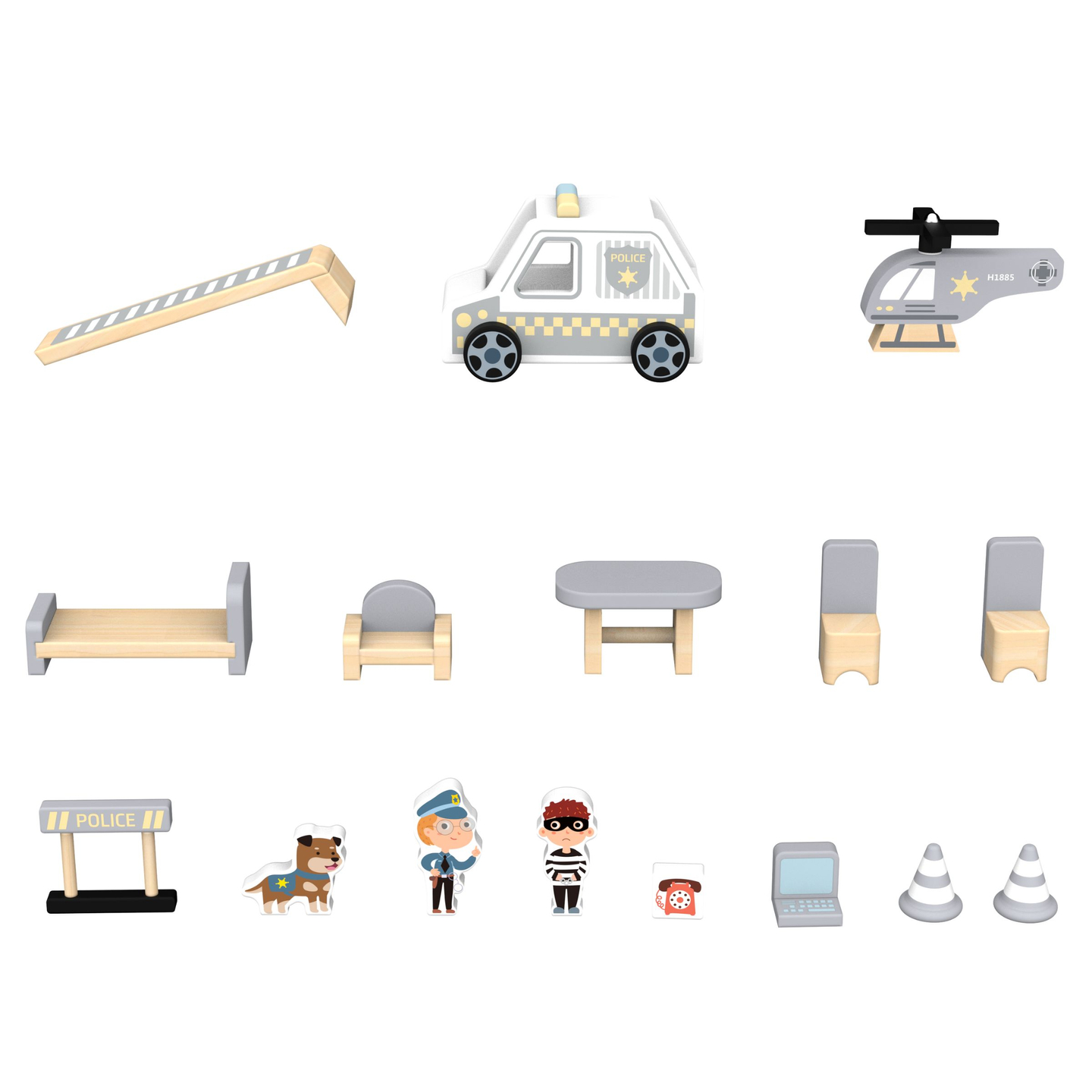 Ξύλινο αστυνομικό τμήμα με αξεσουάρ