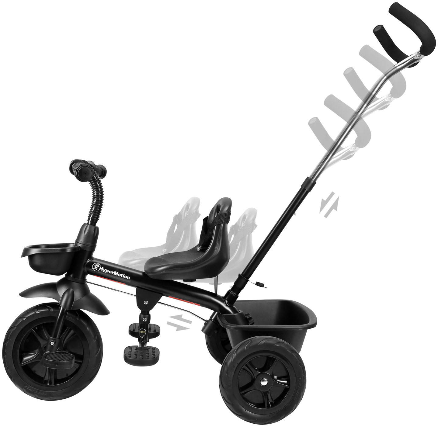 HyperMotion TOBI VECTOR τρίκυκλο - παντοτινές φουσκωτές ρόδες + μπάρα ώθησης. Χρώμα: μαύρο.