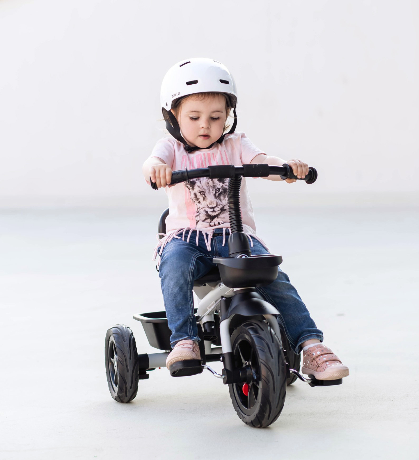 HyperMotion TOBI VECTOR τρίκυκλο - παντοτινά φουσκωτοί τροχοί + μπάρα ώθησης. Χρώμα: ανοιχτό γκρι.