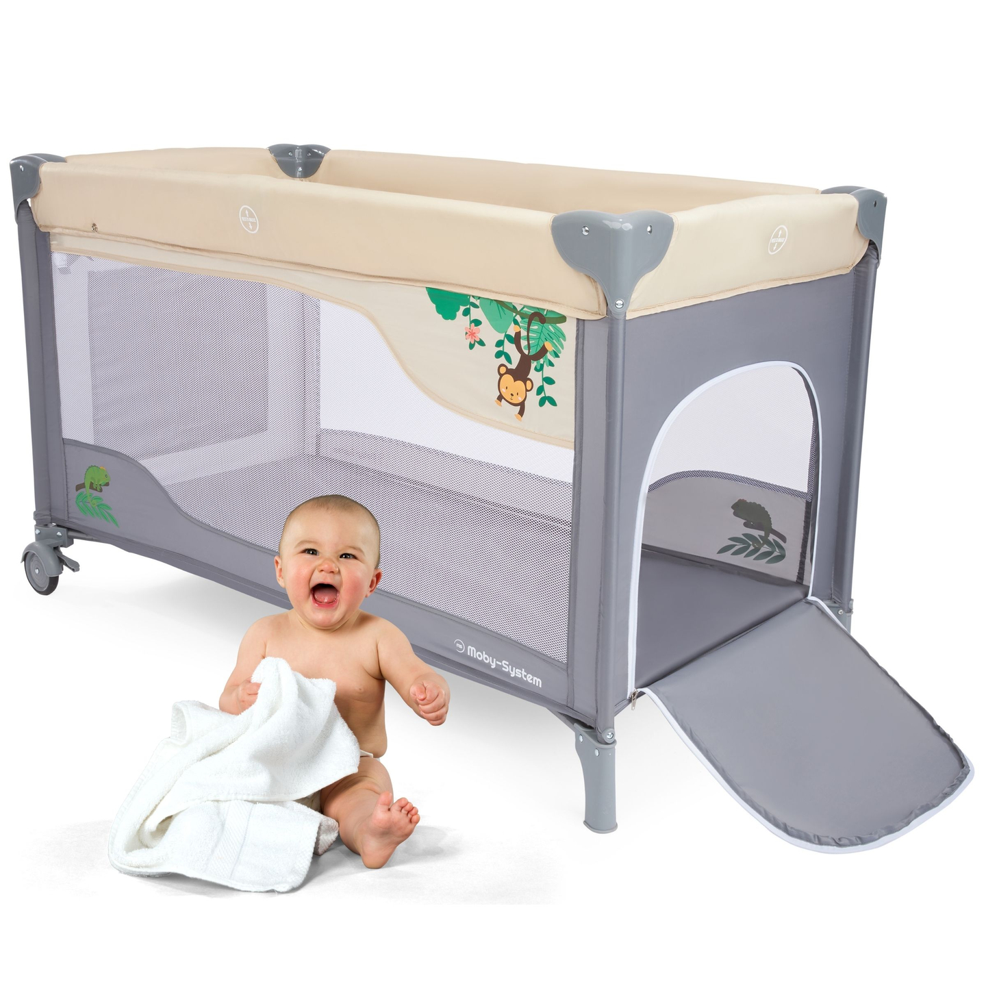 Κούνια ταξιδιού 0 - 36 m με αλλαξιέρα + παρκοκρέβατο Moby-System HUXLEY