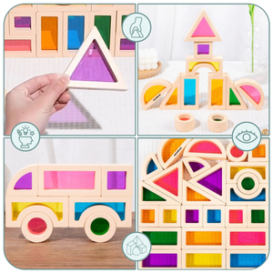 Ξύλινα τουβλάκια ουράνιο τόξο - 25 στοιχεία