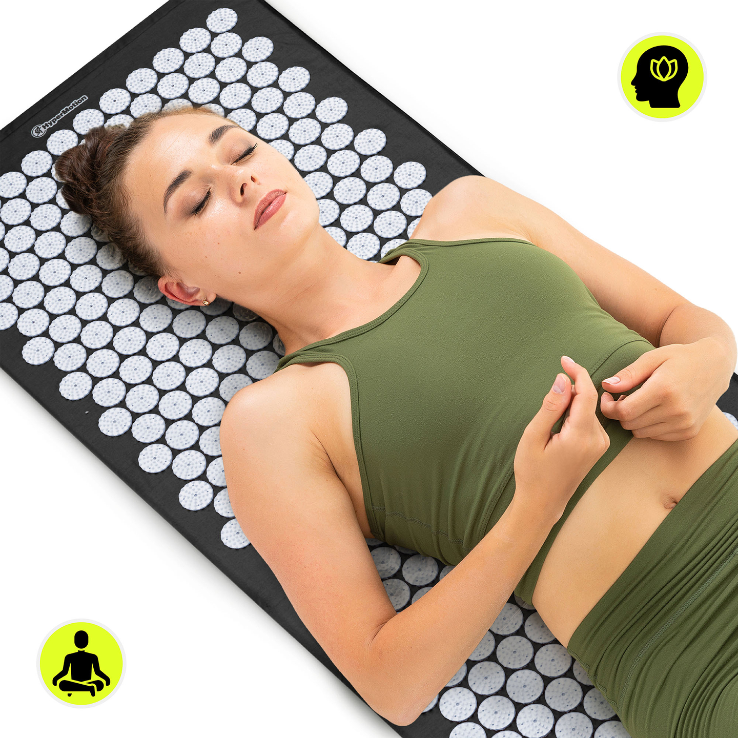 Μεγάλο στρώμα πιεσοθεραπείας με μαξιλάρι και κάλυμμα - HyperMotion 130 cm ασπρόμαυρο