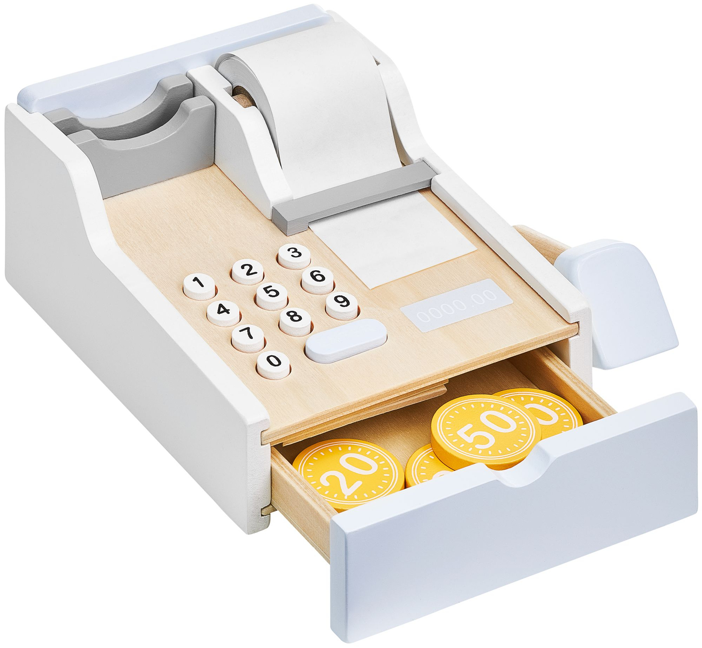 Κατάστημα λαχανικών - ξύλινος πάγκος με κιβώτια, ταμειακή μηχανή και τερματικό