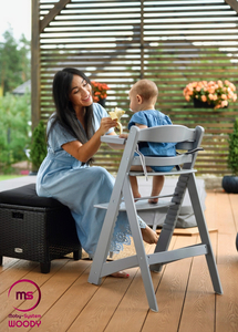 Ξύλινη καρέκλα σίτισης Moby-System WOODY - γκρι χρώμα