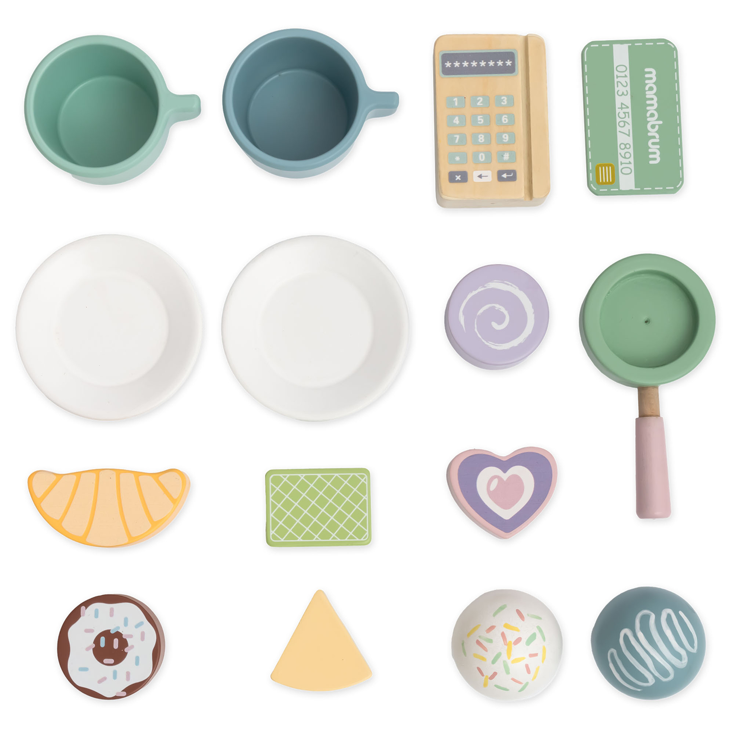 Ένα μεγάλο ξύλινο παγωτατζίδικο με μαγνητικό πίνακα, καφετιέρα και σετ παγωτού και γλυκών - πάνω από 70 κομμάτια!