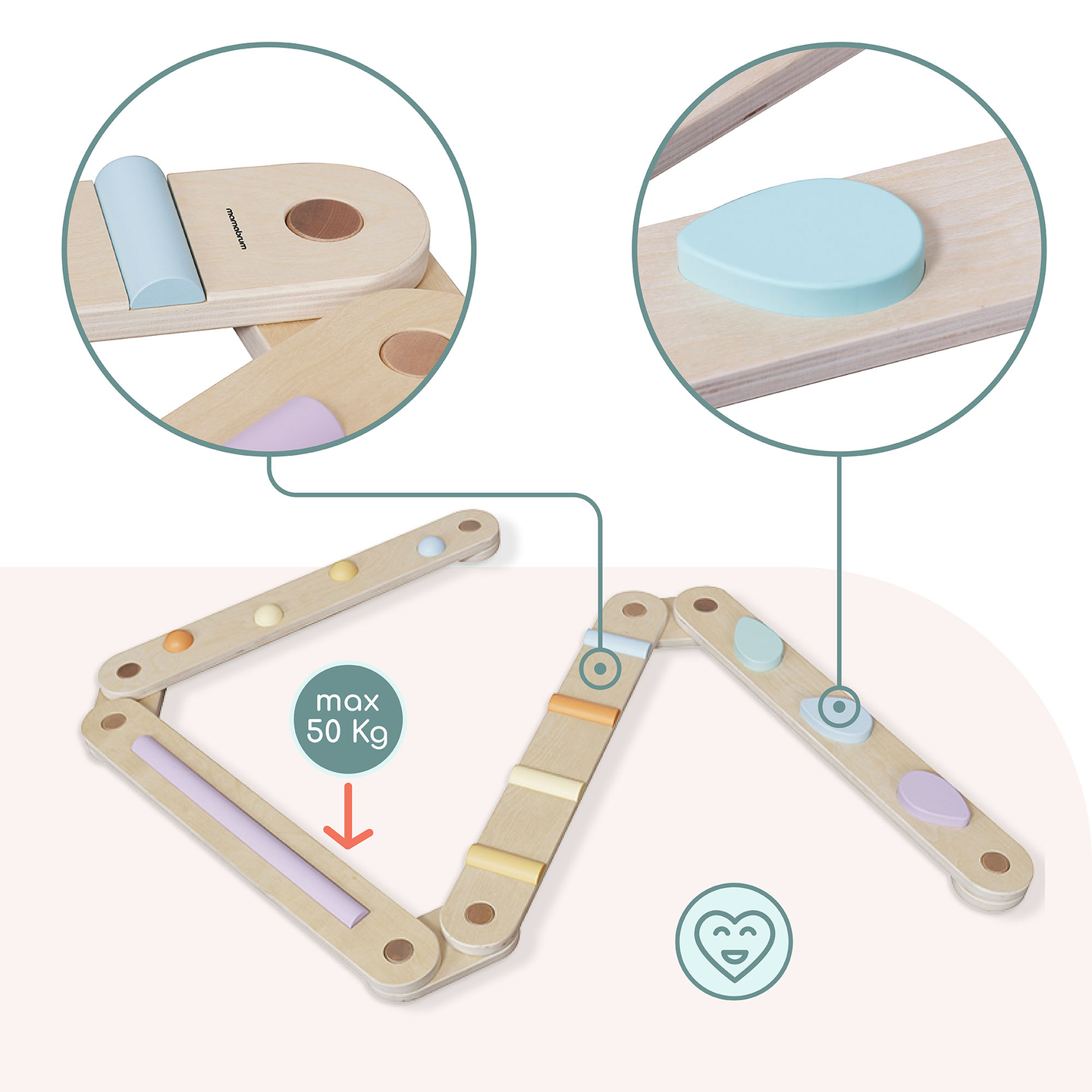 Μεγάλο ξύλινο αισθητηριακό μονοπάτι - πίστα ισορροπίας - 9 στοιχεία