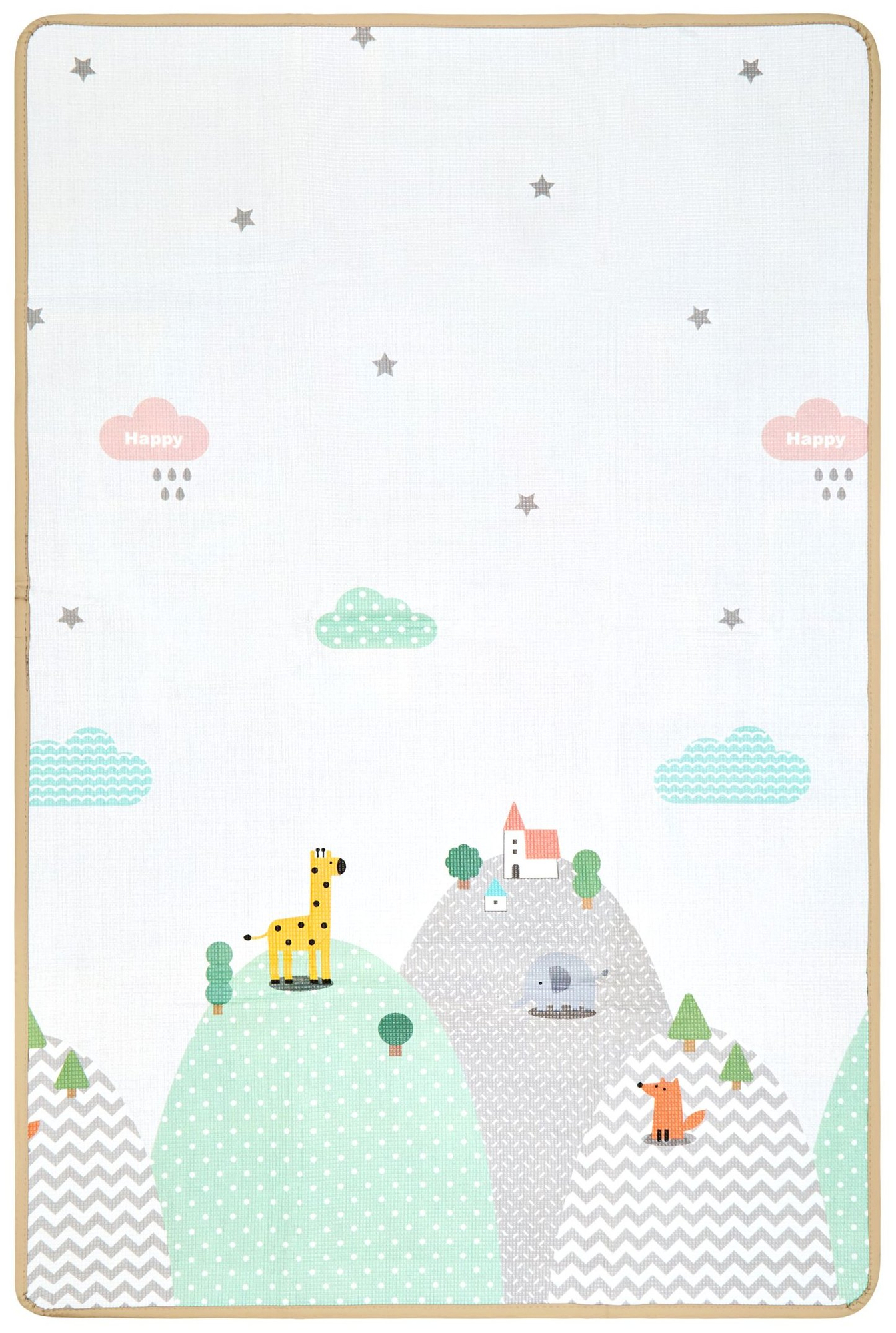 Στρώμα αφρού διπλής όψης - δάσος σε λόφο / ηλιόλουστη πόλη