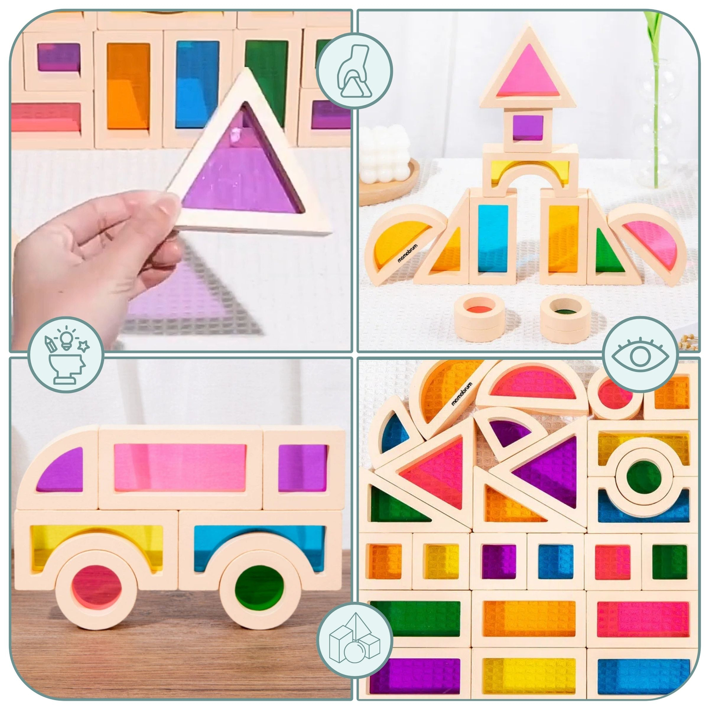 Ξύλινα τουβλάκια ουράνιο τόξο - 25 στοιχεία