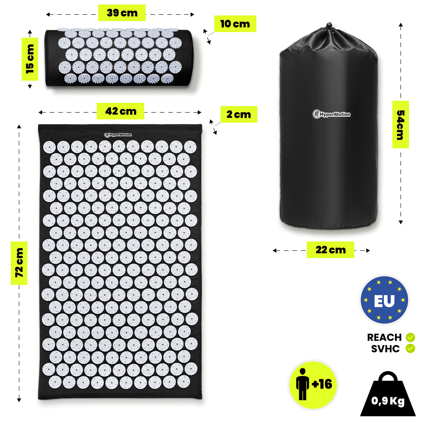 Στρώμα πιεσοθεραπείας με μαξιλάρι και κάλυμμα - 72 cm HyperMotion ασπρόμαυρο