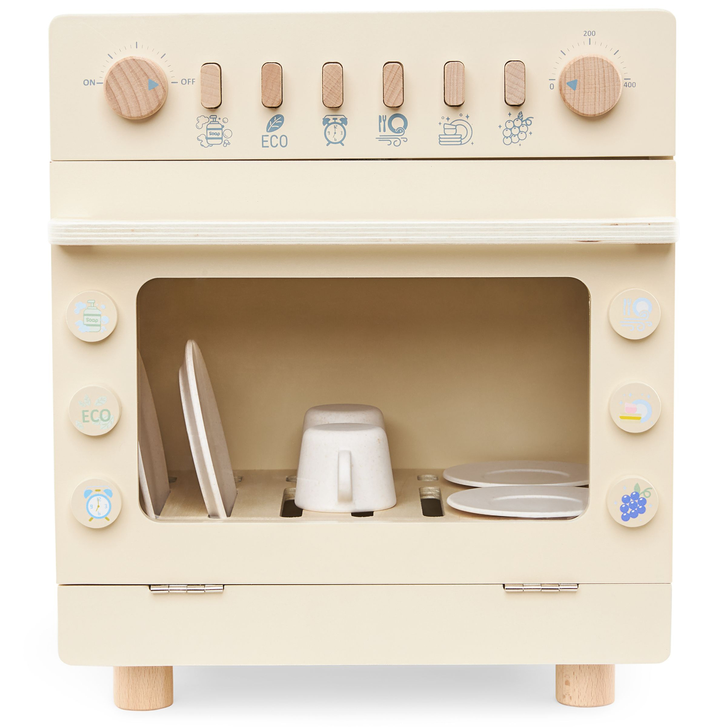 Ξύλινο πλυντήριο πιάτων με αξεσουάρ