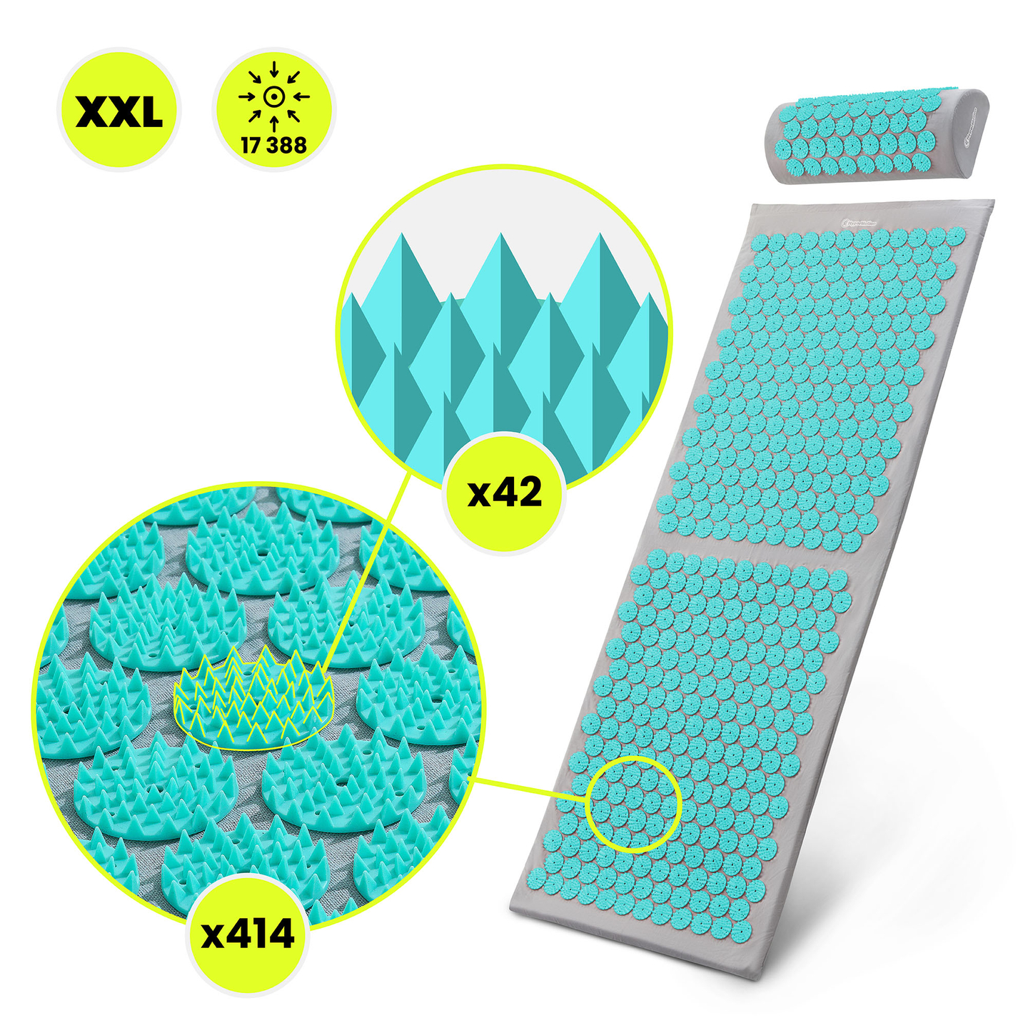Μεγάλο στρώμα πιεσοθεραπείας με μαξιλάρι και κάλυμμα - 130 cm HyperMotion γκρι-μέντα