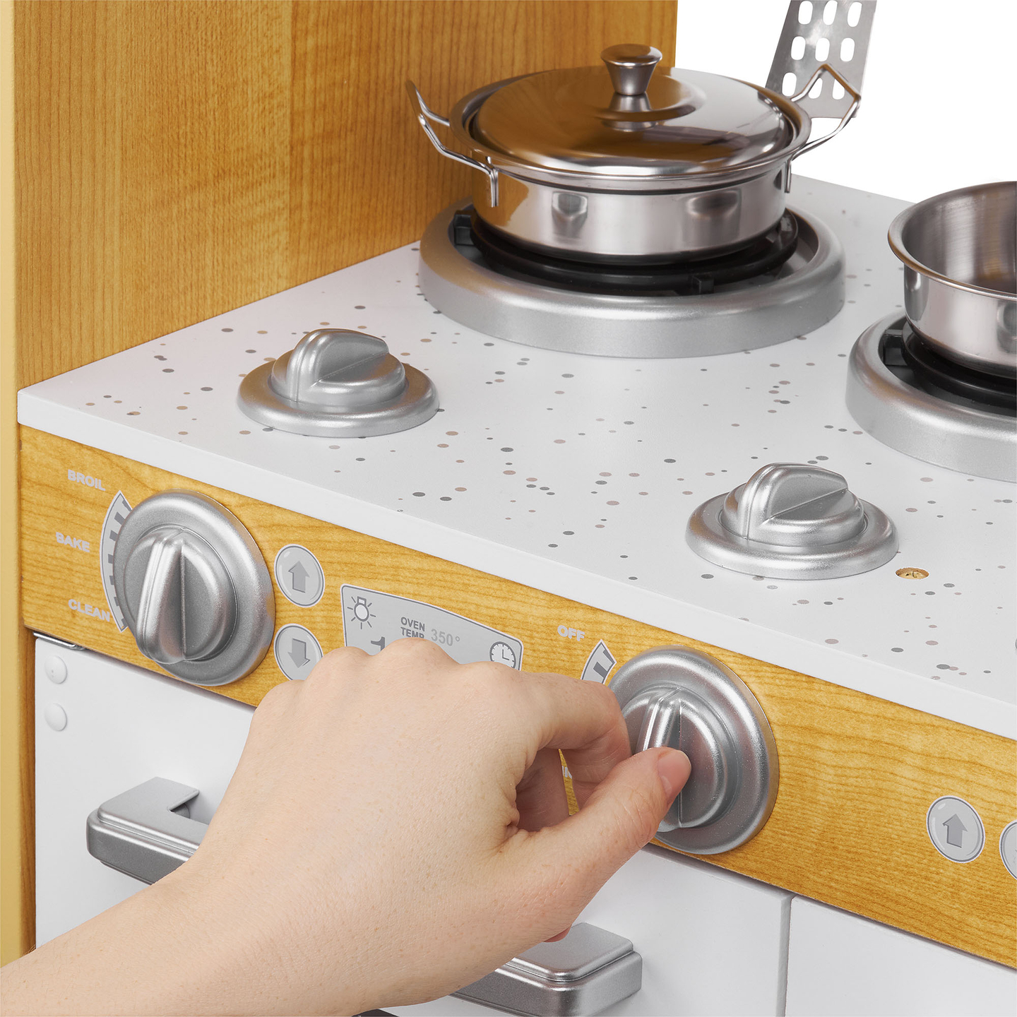 Ξύλινη κουζίνα XXL με φωτισμό LED, ποδιά και αξεσουάρ