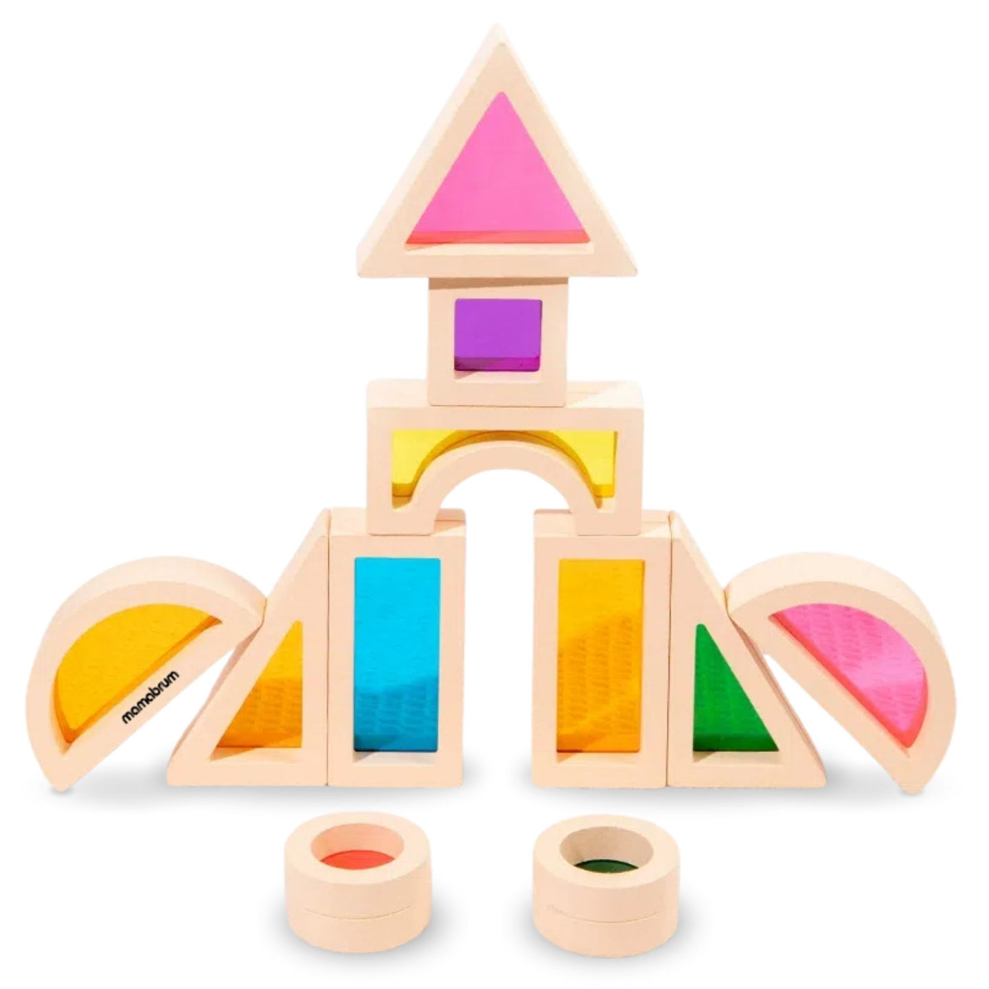 Ξύλινα τουβλάκια ουράνιο τόξο - 25 στοιχεία