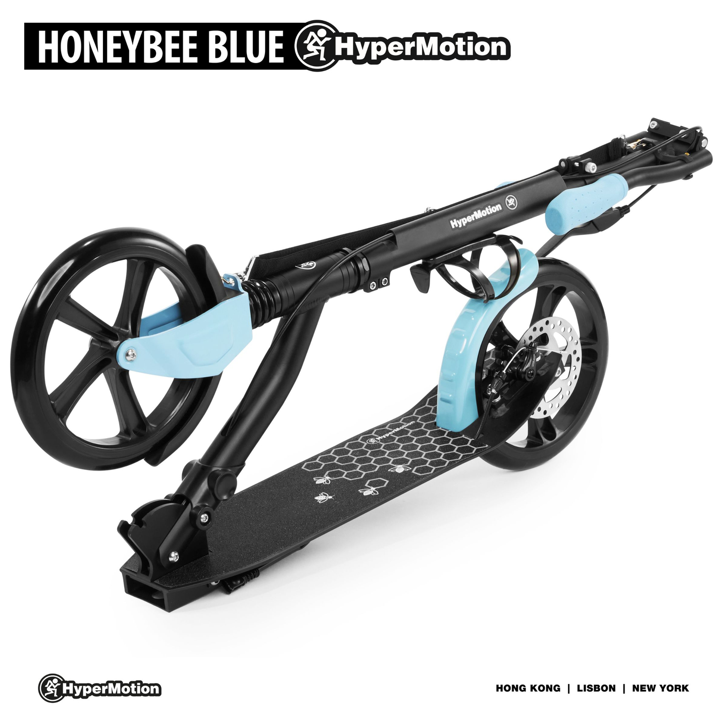 Δίτροχο σκούτερ πόλης HONEYBEE Blue HyperMotion 100kg - πλήρες αλουμίνιο, μεγάλοι τροχοί 250mm